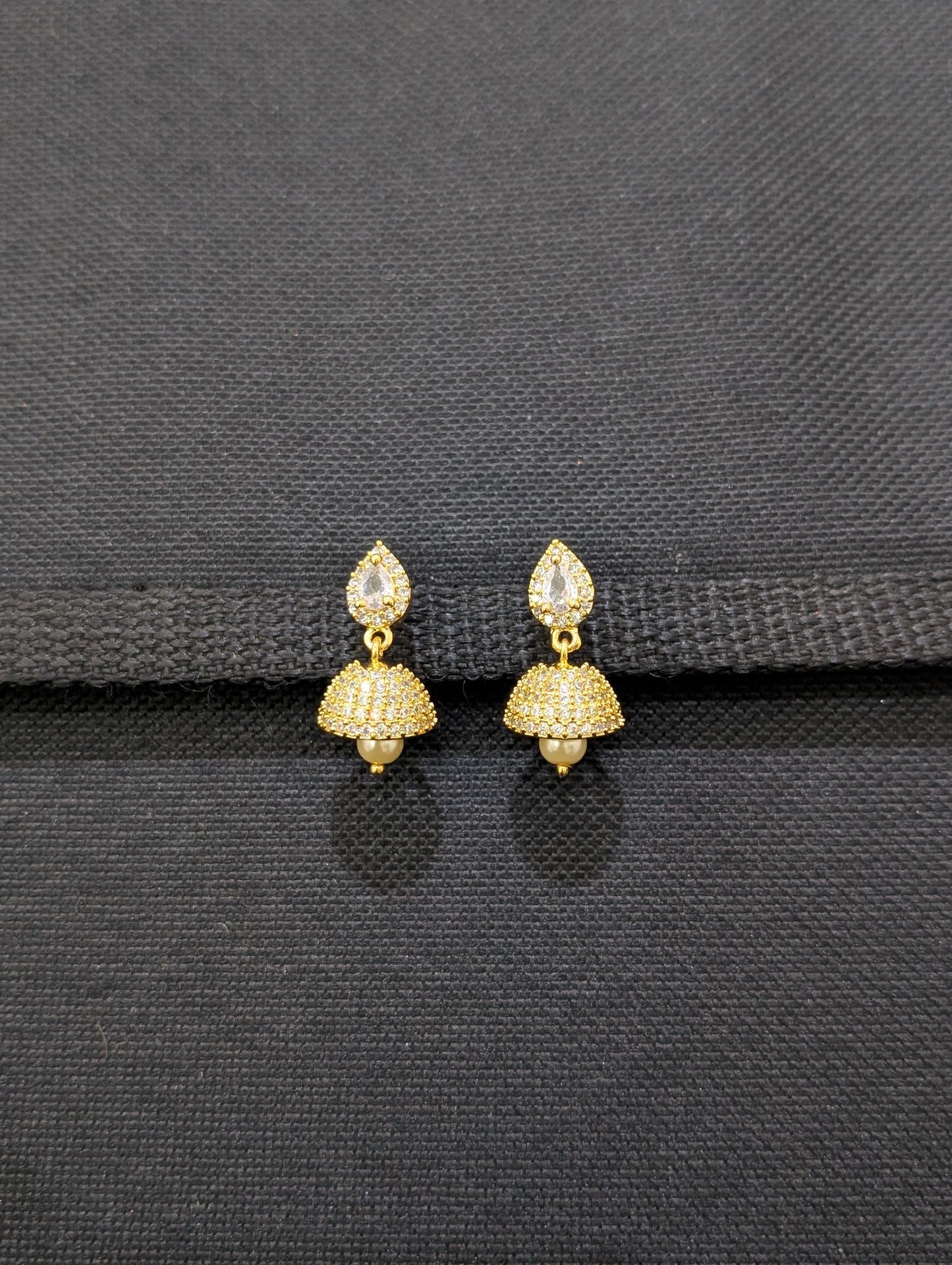 Small CZ Jhumka Earrings - D7
