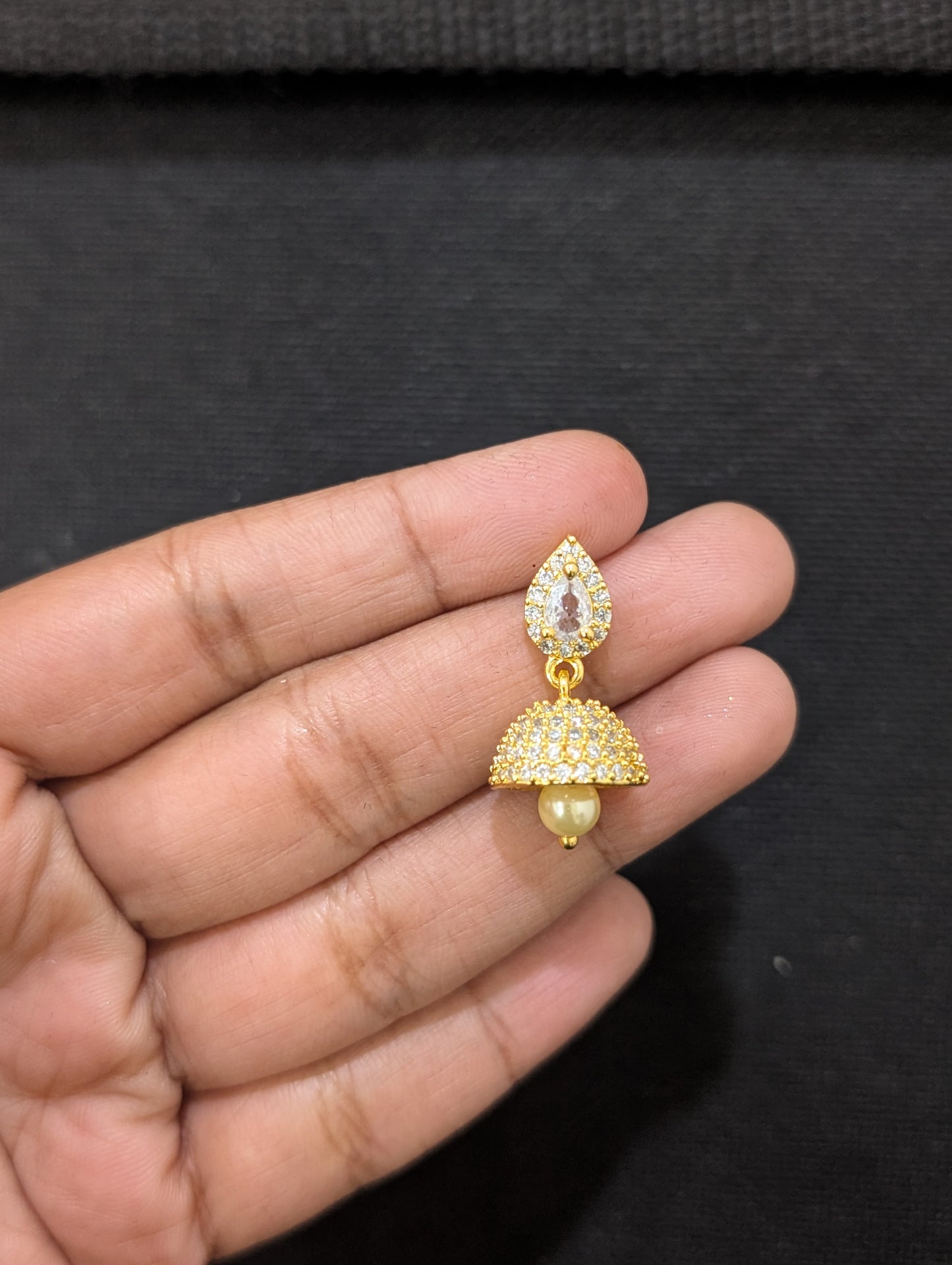 Small CZ Jhumka Earrings - D7