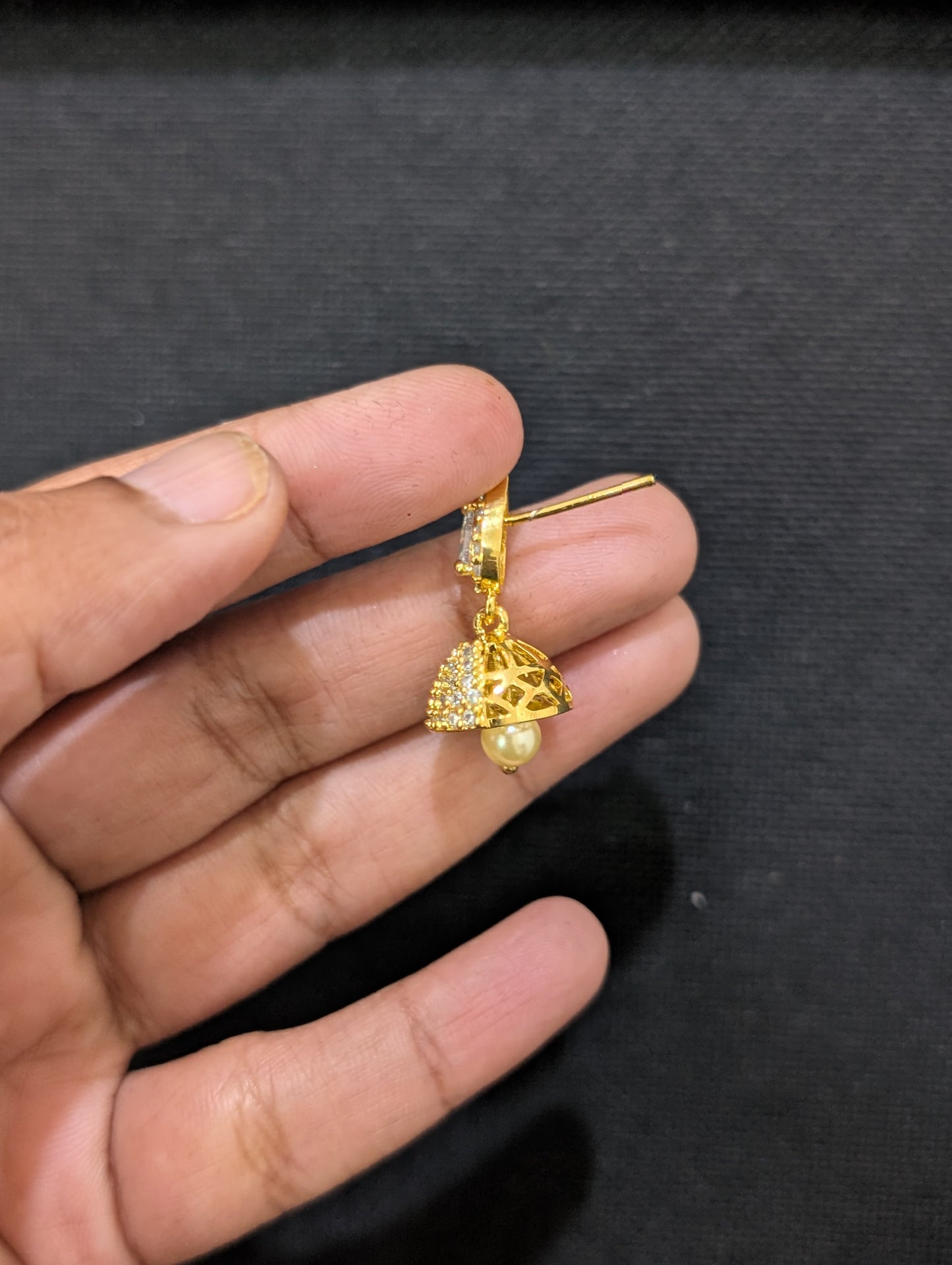 Small CZ Jhumka Earrings - D7