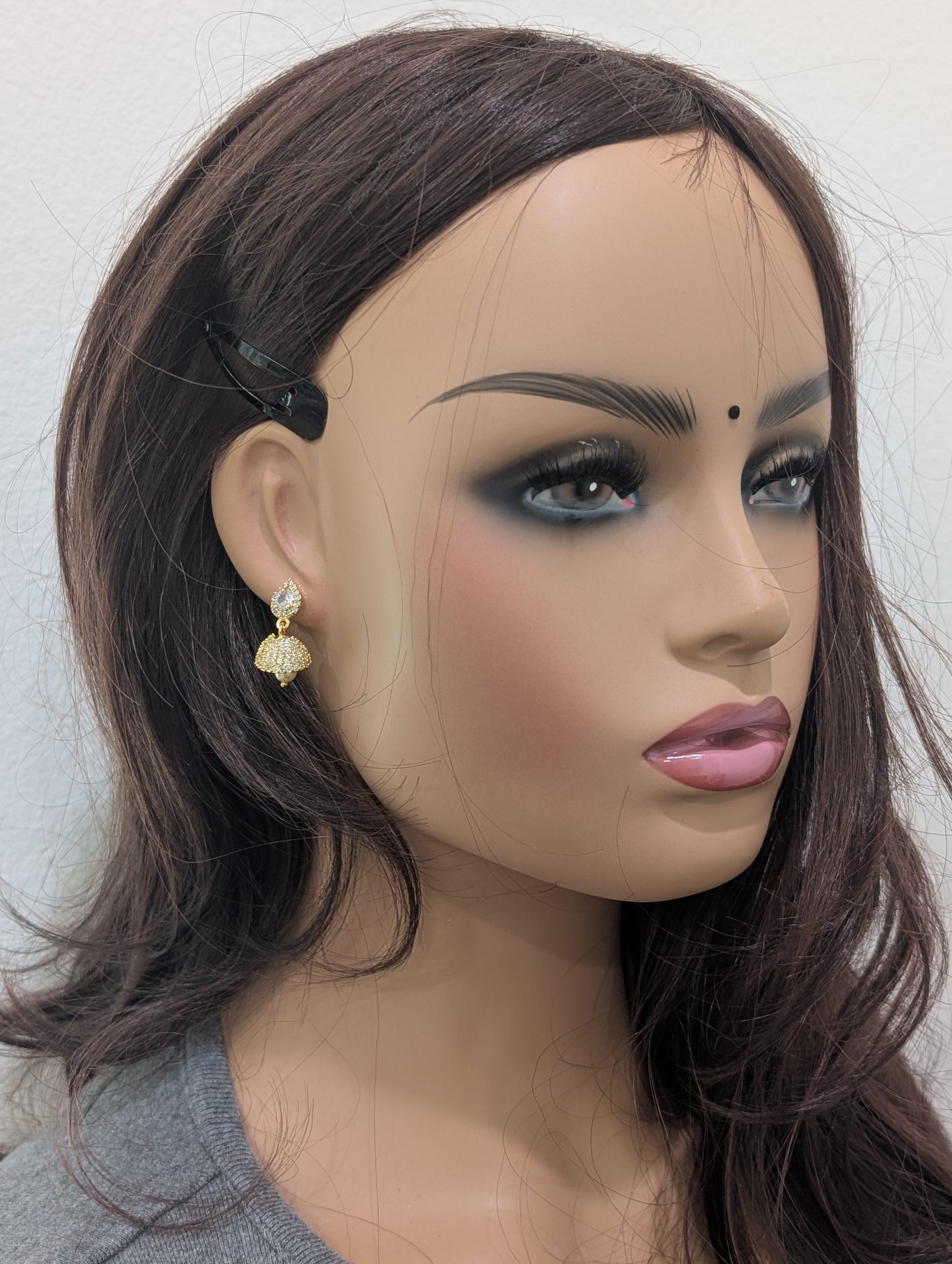 Small CZ Jhumka Earrings - D7