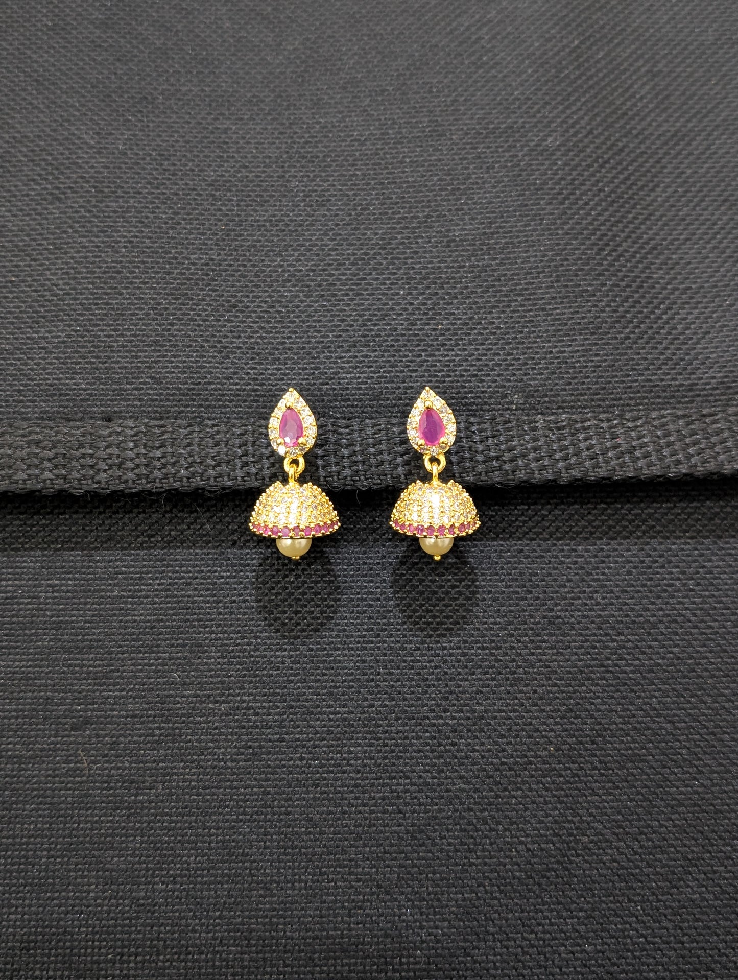 Small CZ Jhumka Earrings - D7