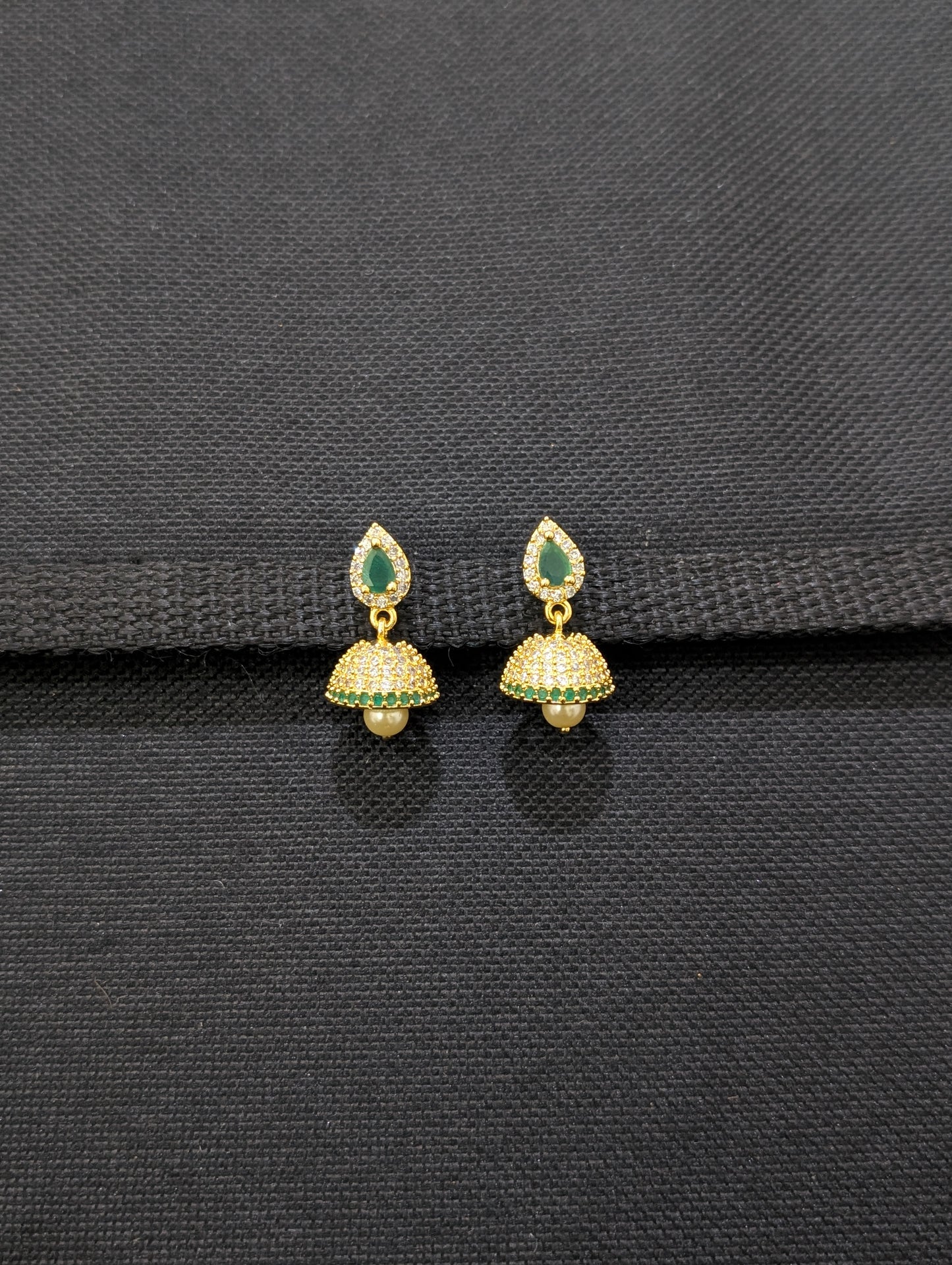 Small CZ Jhumka Earrings - D7