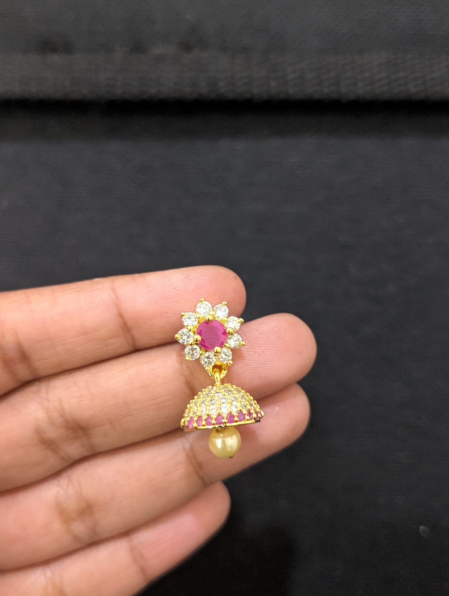 Small CZ Jhumka Earrings - D8