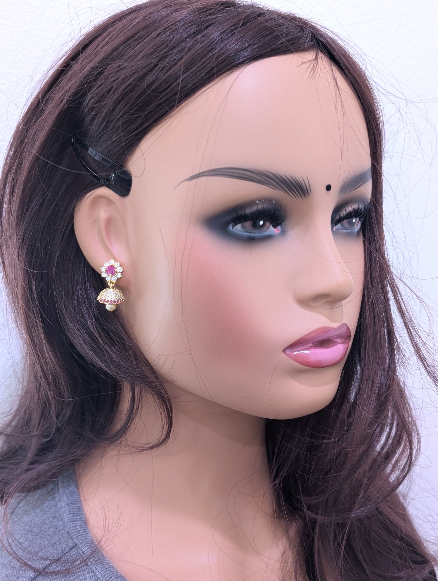 Small CZ Jhumka Earrings - D8