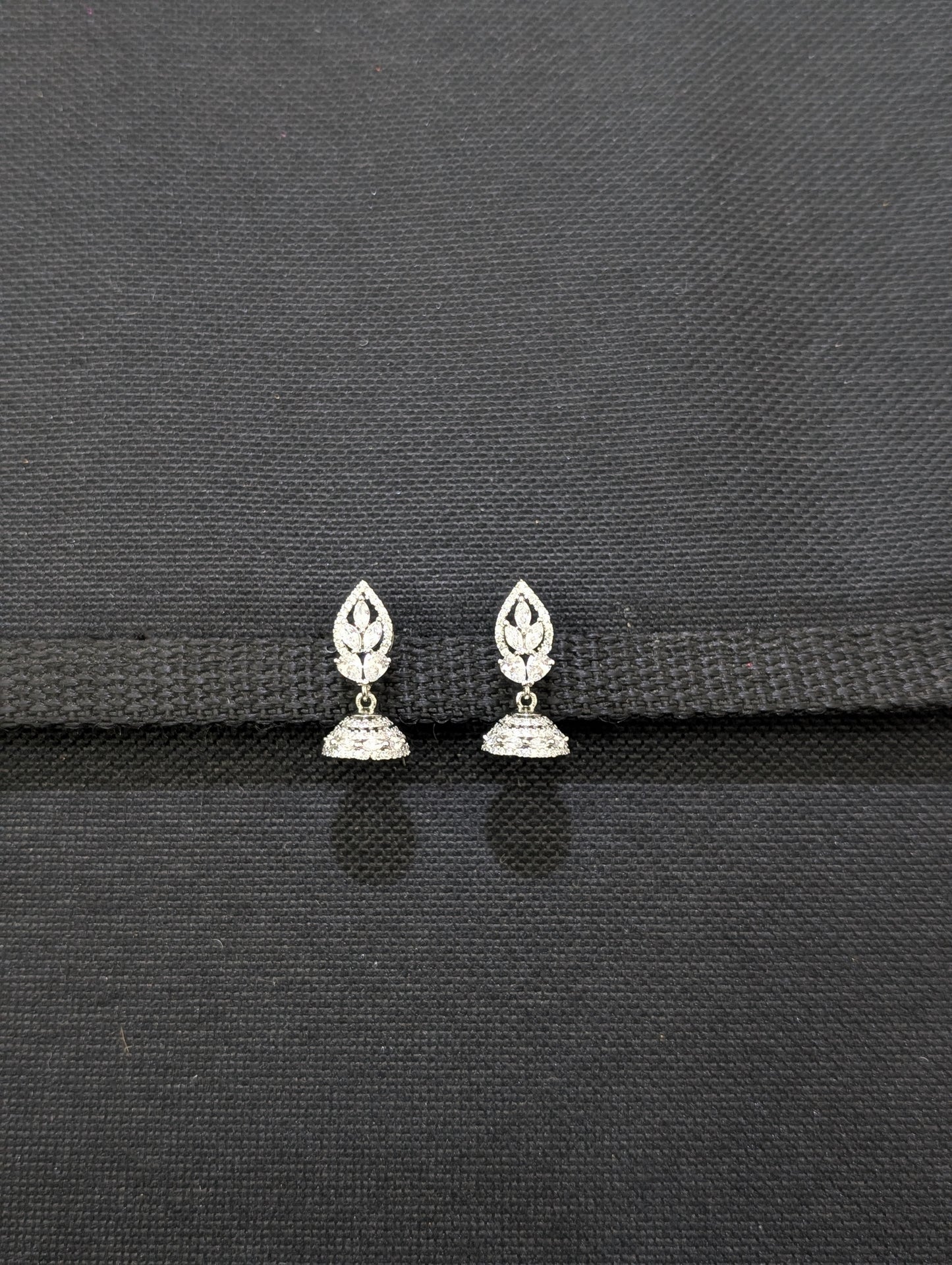Teardrop Stud Shiny CZ Mini Jhumka Earrings
