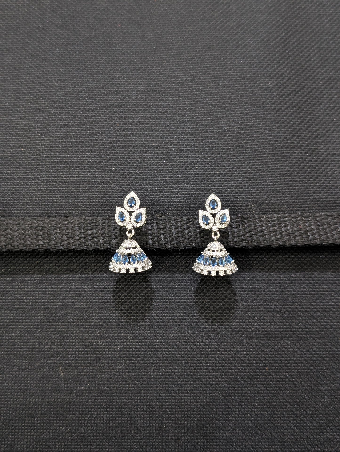 Leaf Stud Shiny CZ Small Jhumka Earrings
