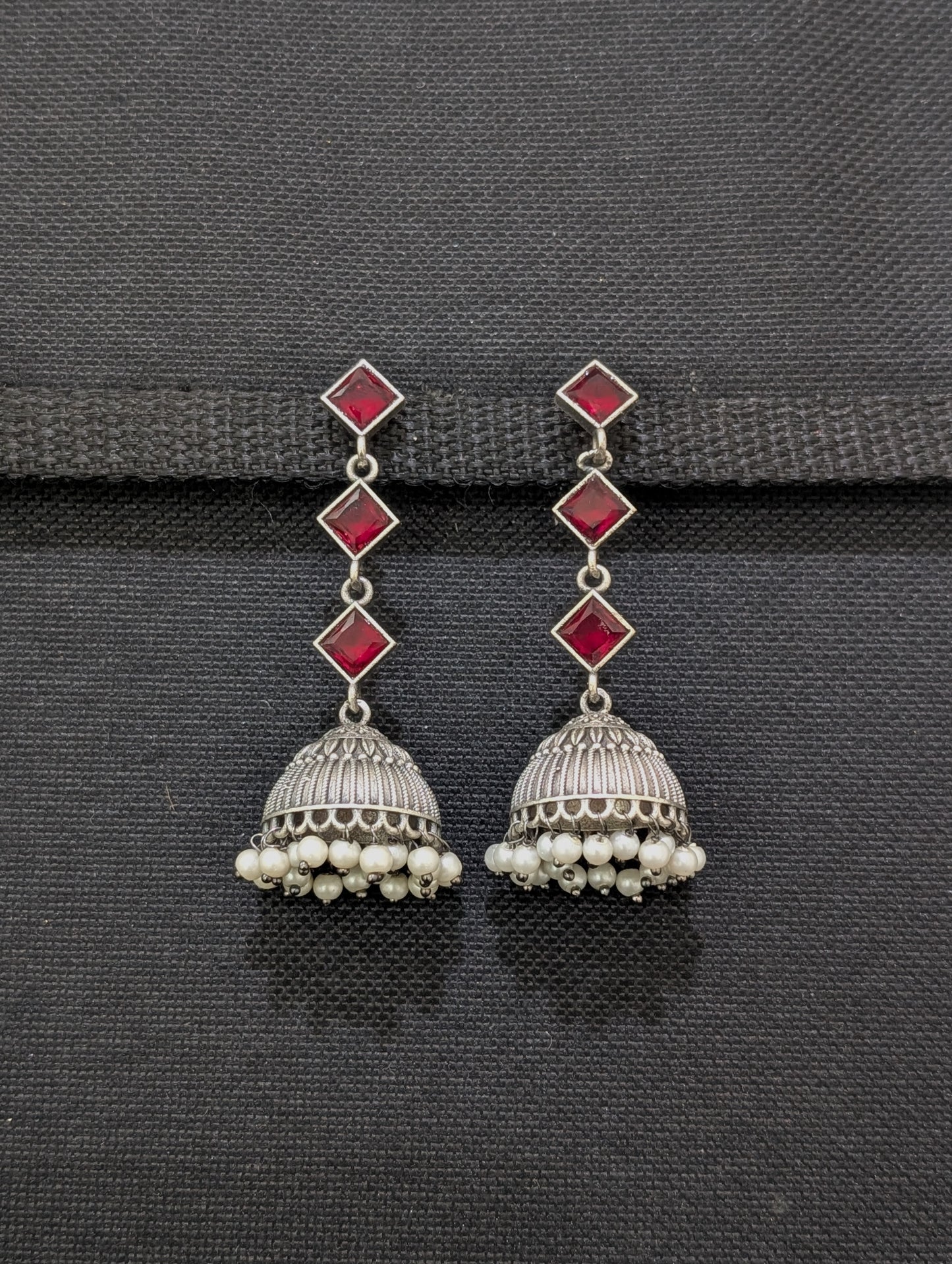 German silver CZ Dangle Jhumka earrings