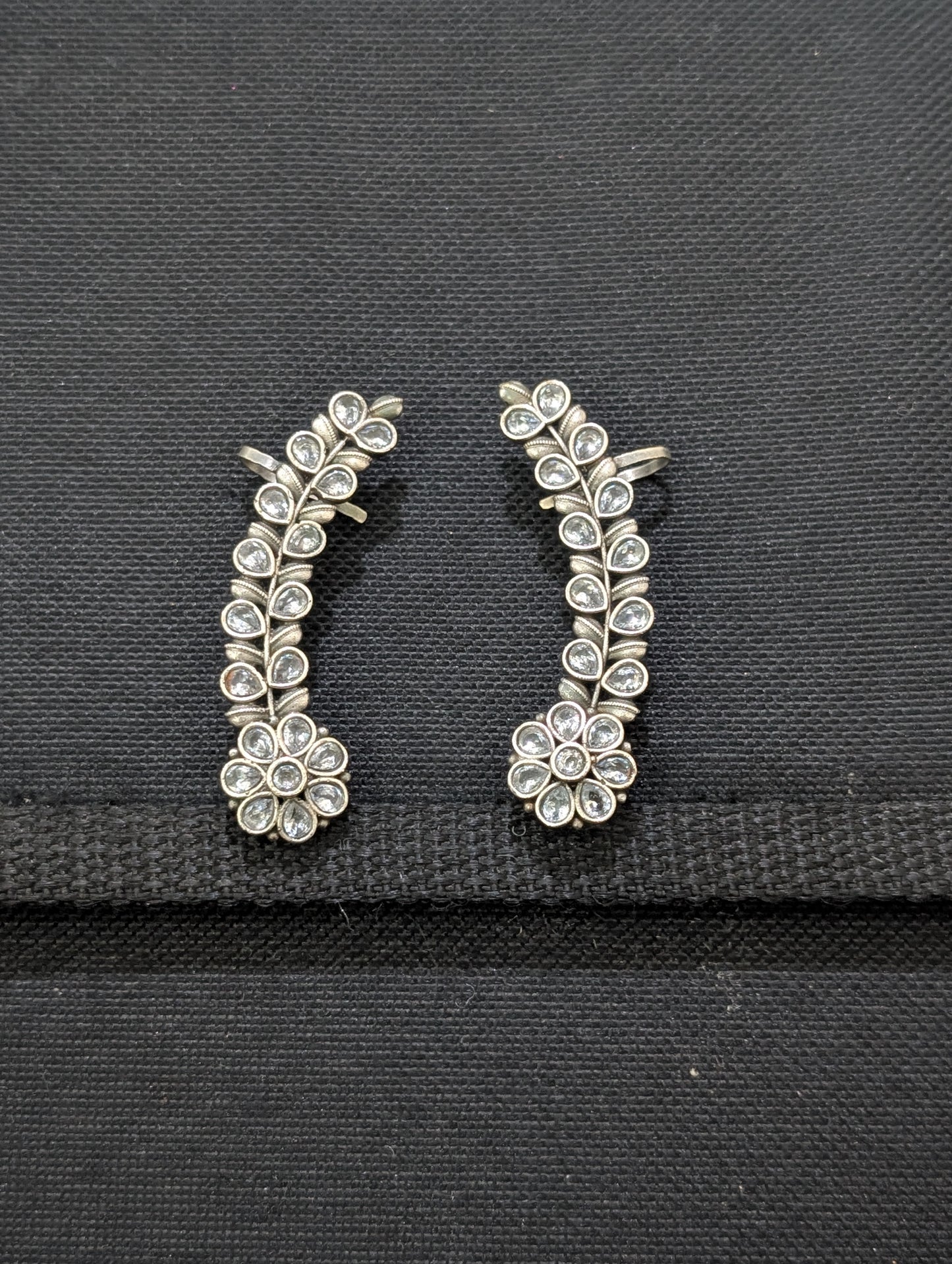German silver CZ Cuff earrings