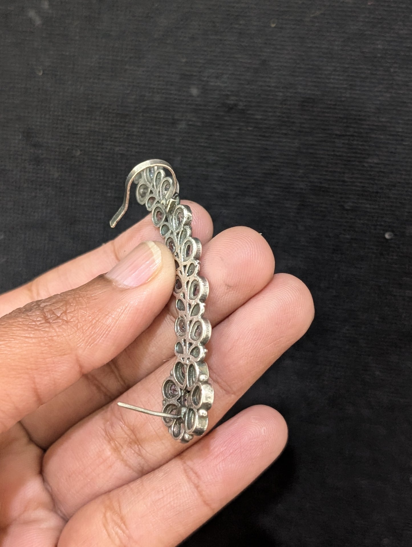 German silver CZ Cuff earrings