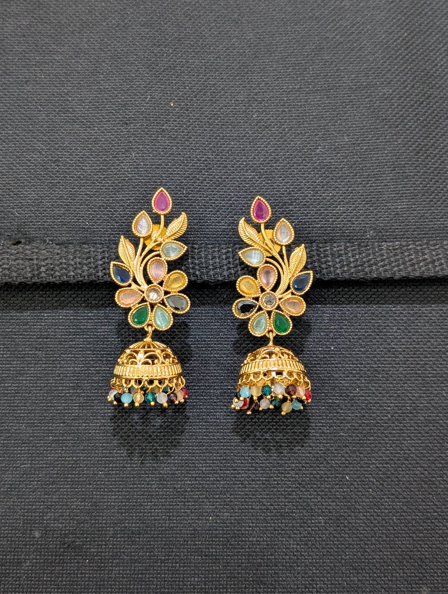 Gold plated Designer Polki Jhumka Earrings