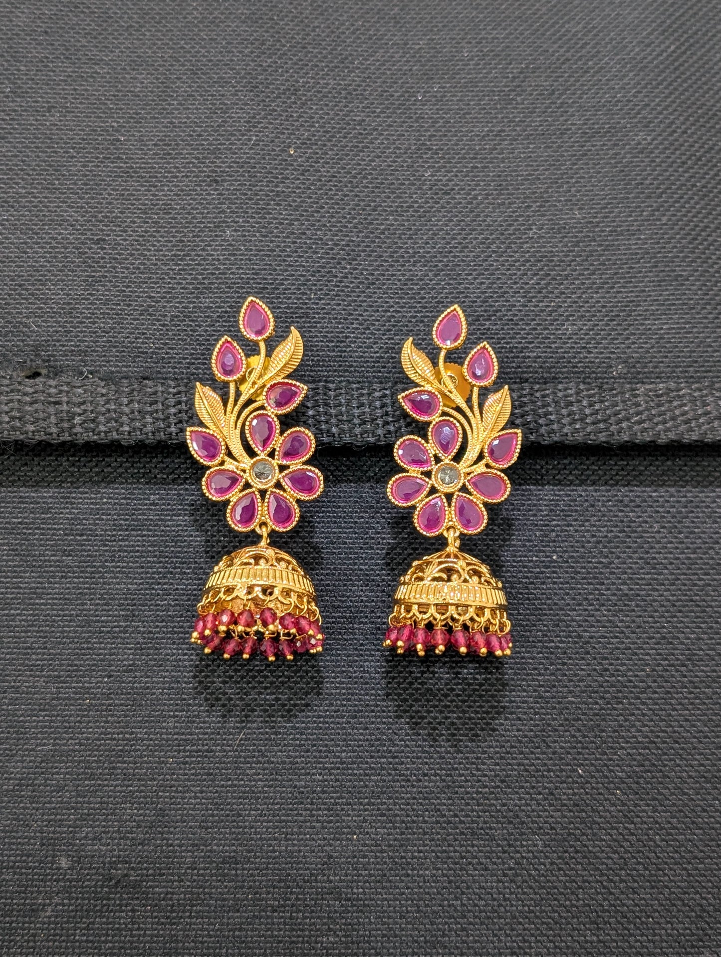 Gold plated Designer Polki Jhumka Earrings