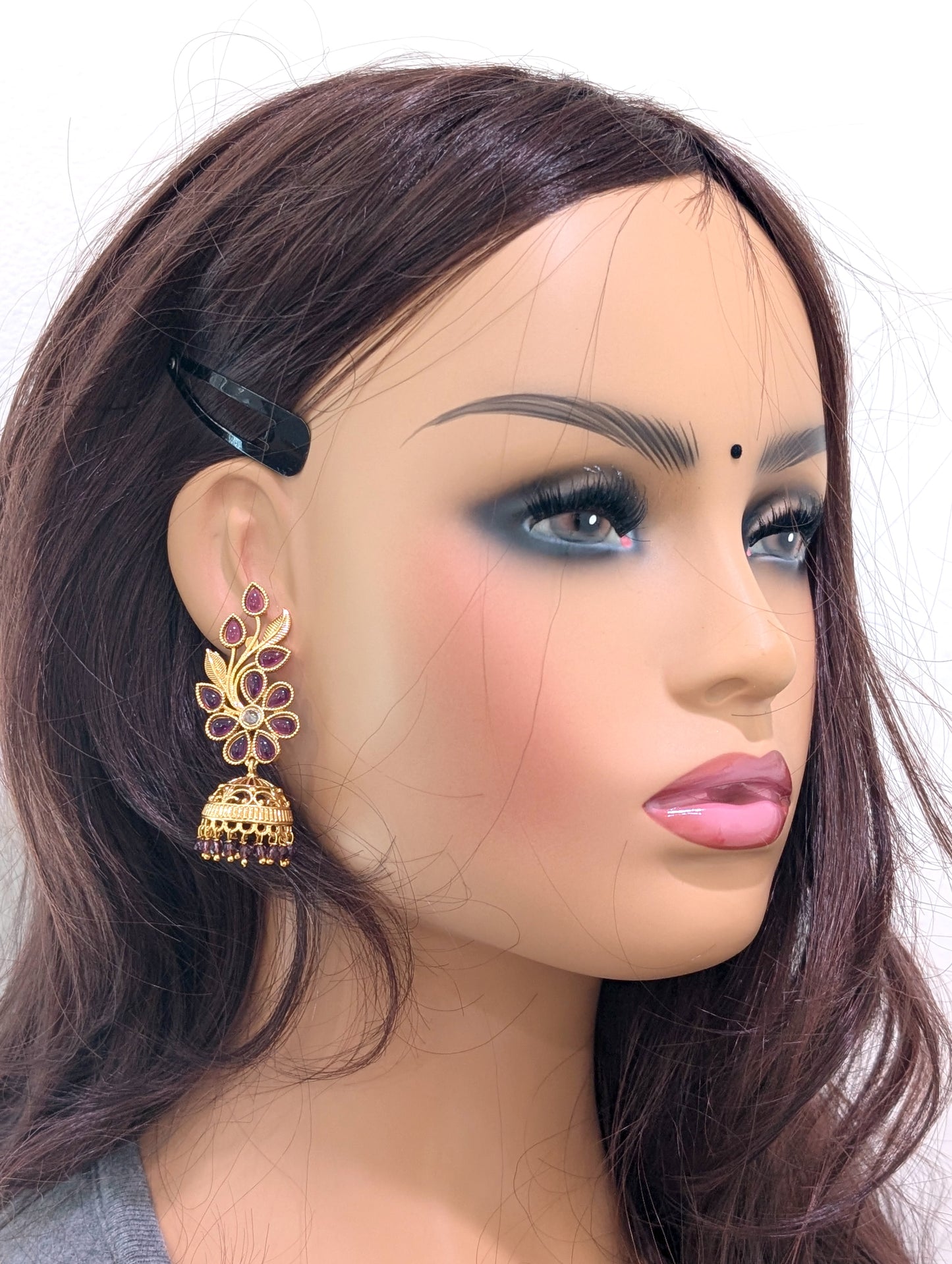 Gold plated Designer Polki Jhumka Earrings