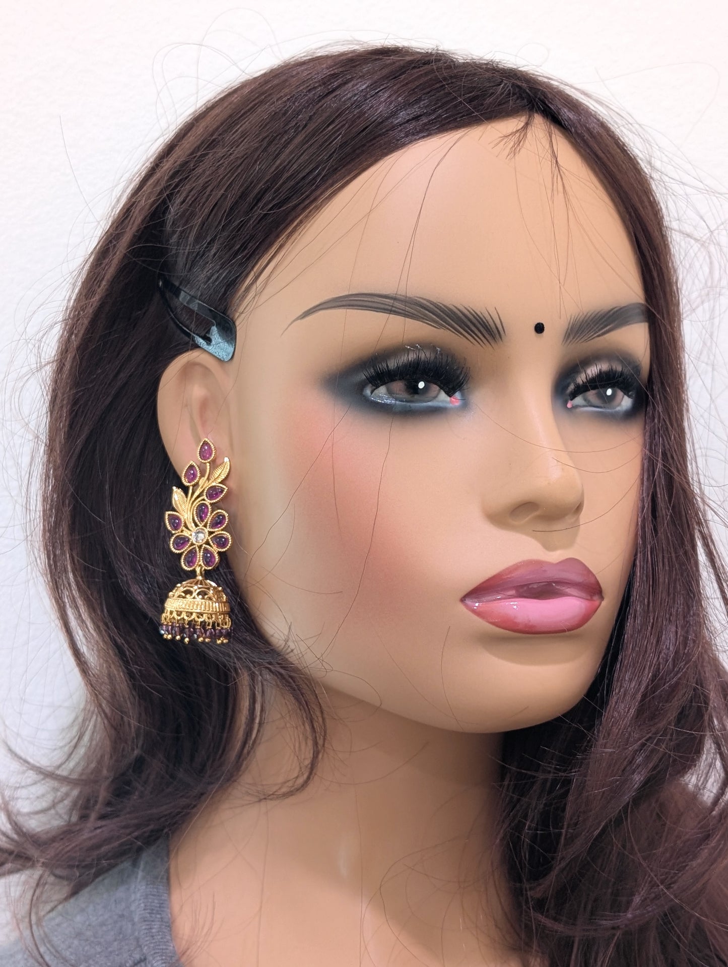 Gold plated Designer Polki Jhumka Earrings
