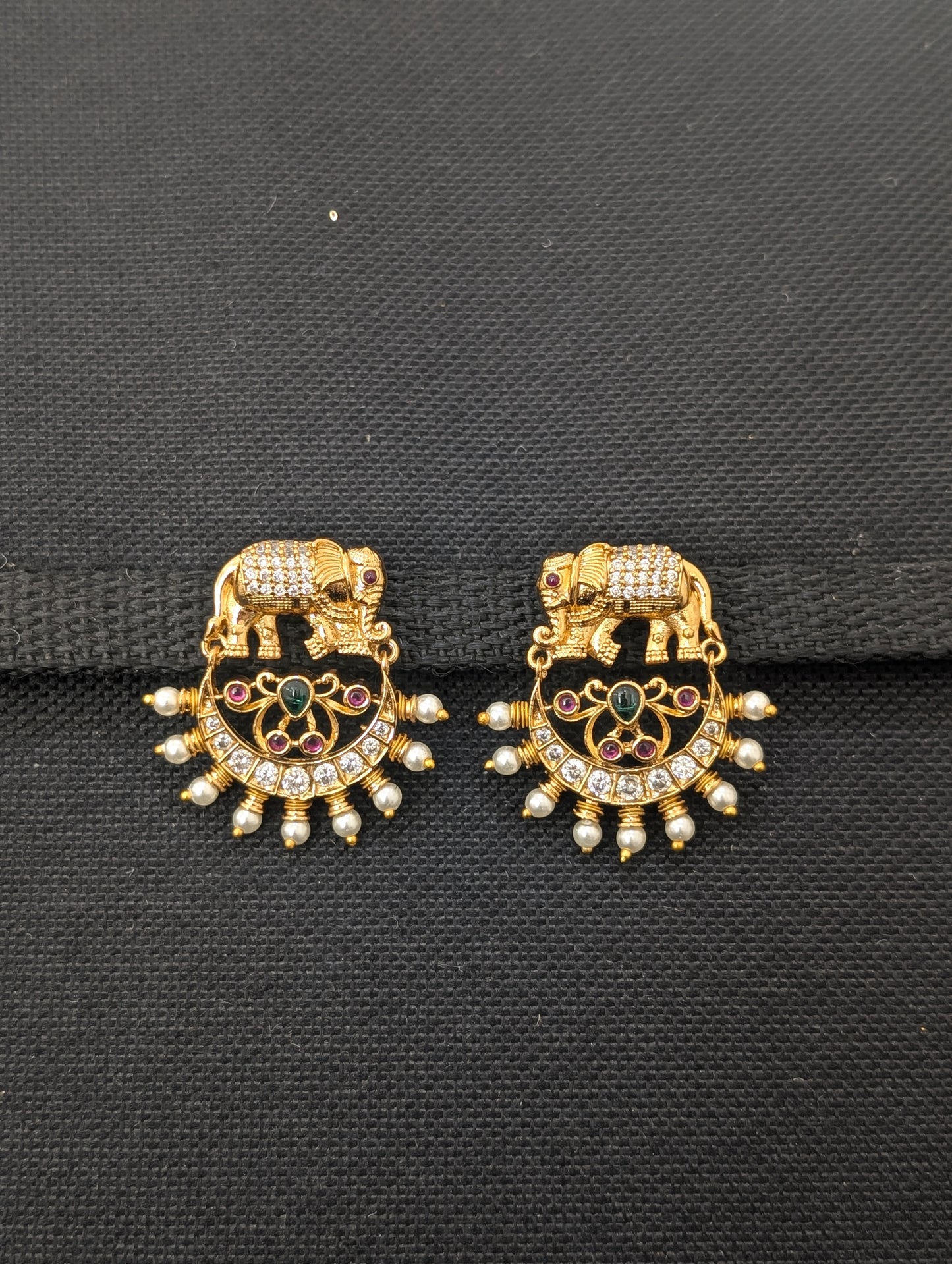 Elephant design Antique Chandbali Earrings