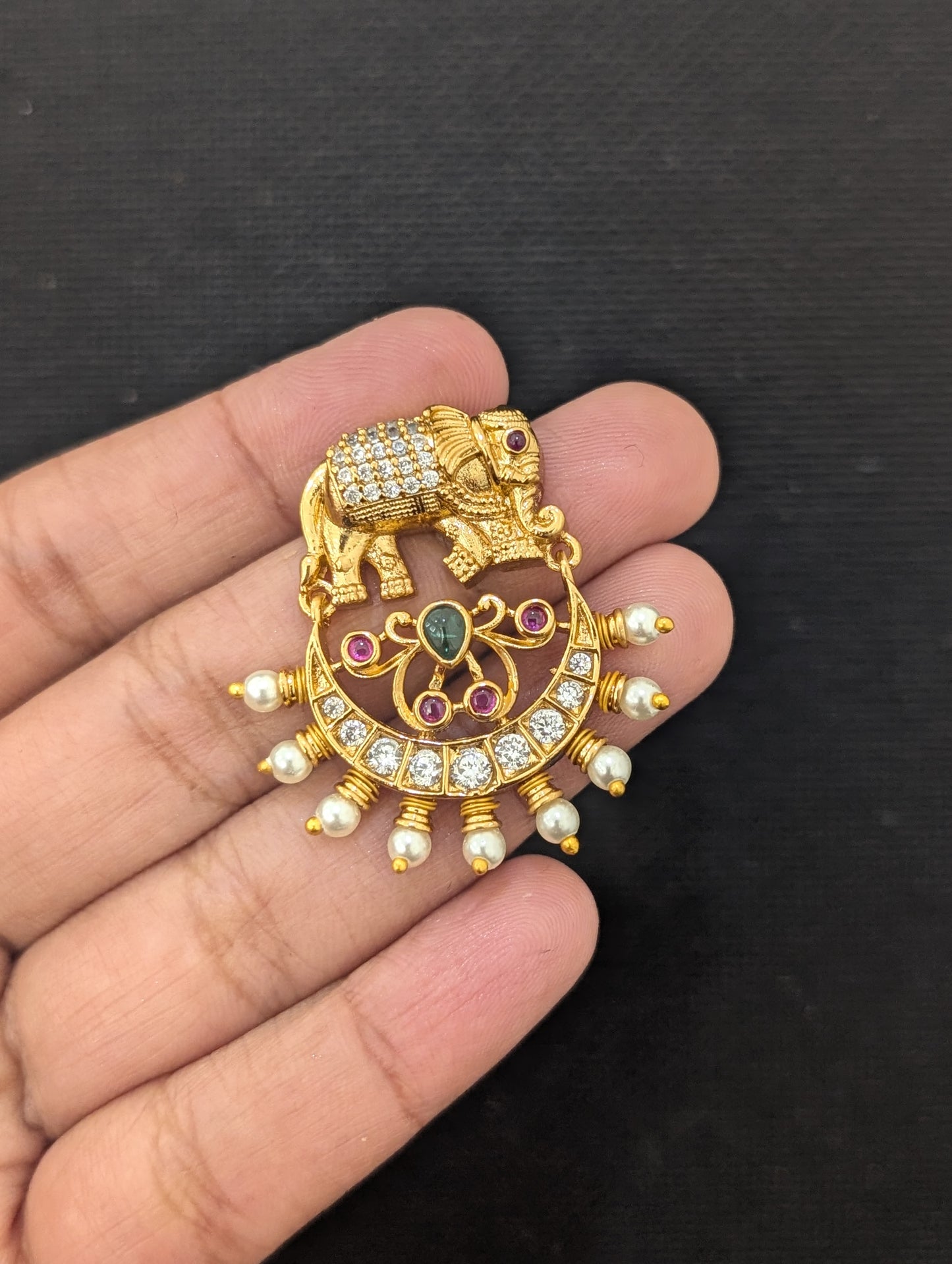 Elephant design Antique Chandbali Earrings