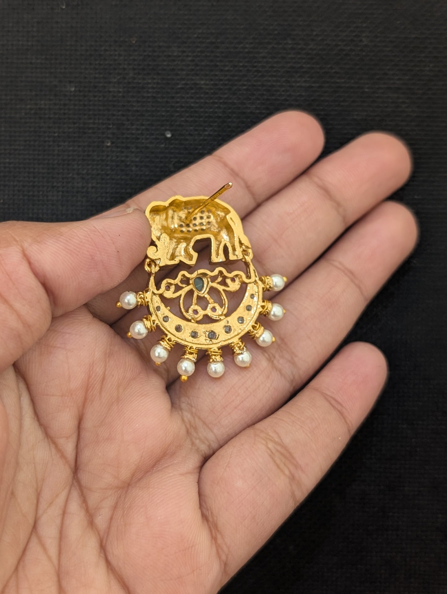 Elephant design Antique Chandbali Earrings