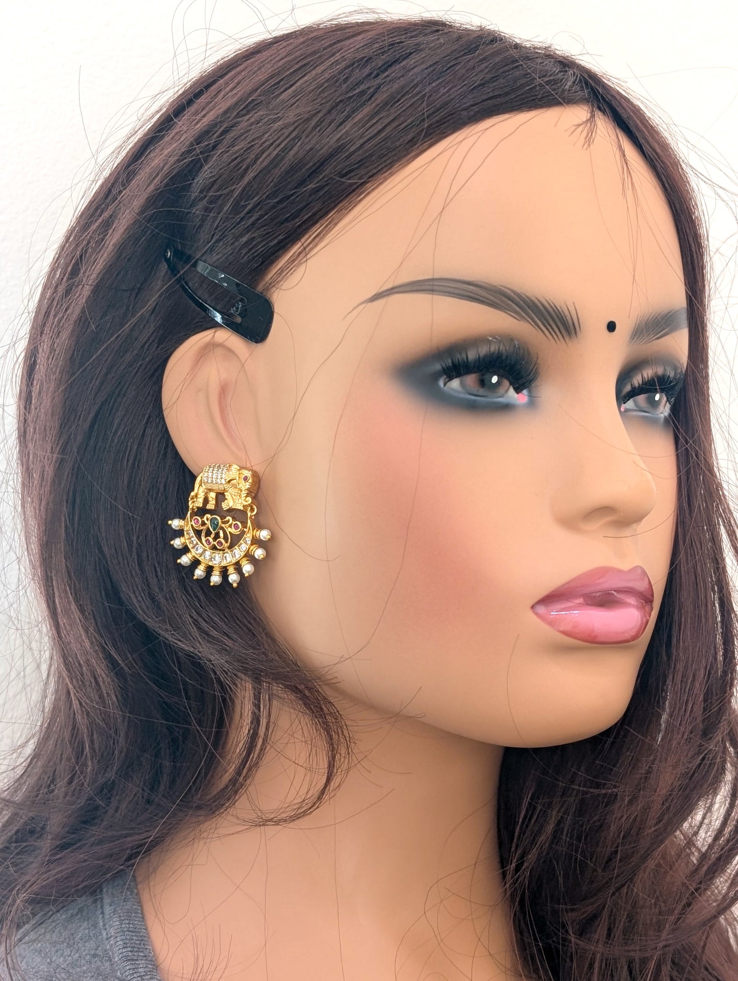 Elephant design Antique Chandbali Earrings
