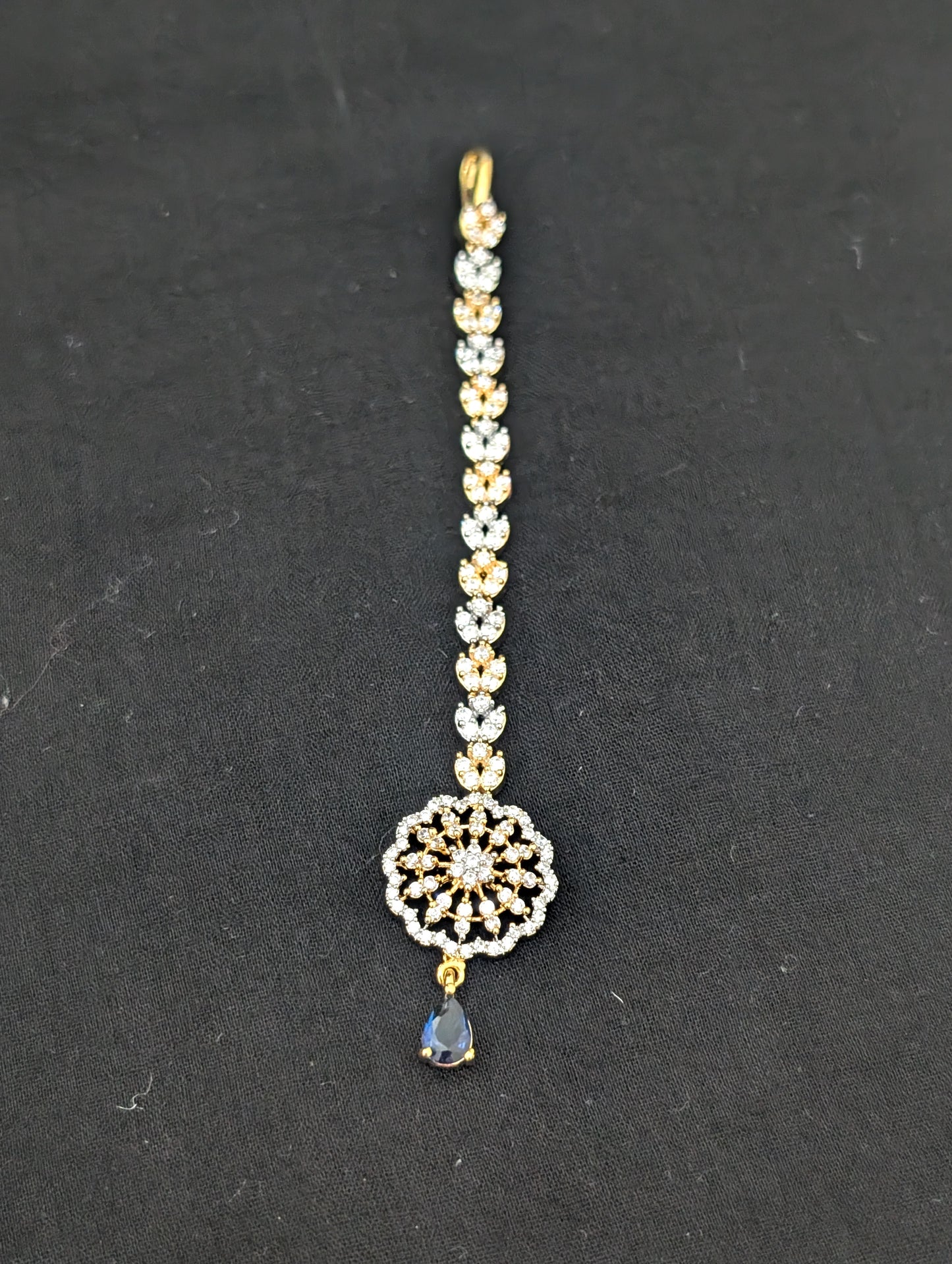 Flower design One gram gold plated CZ Maang Tikka