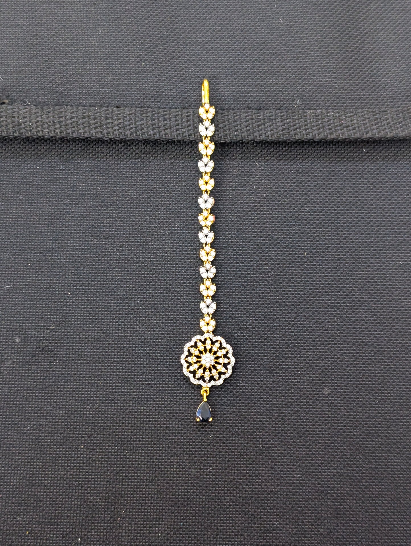 Flower design One gram gold plated CZ Maang Tikka