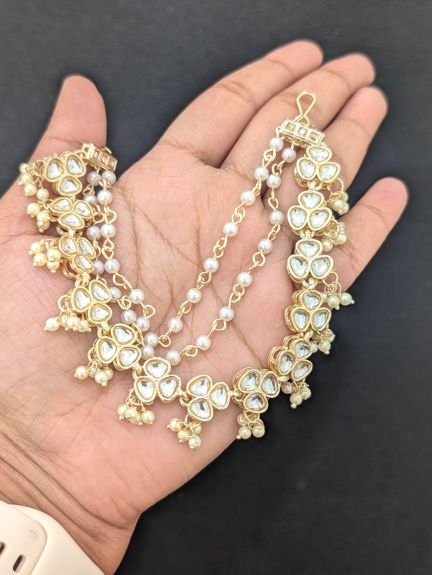Kundan Triple layer Earrings chain / Maatal / Kaan Chain - D1