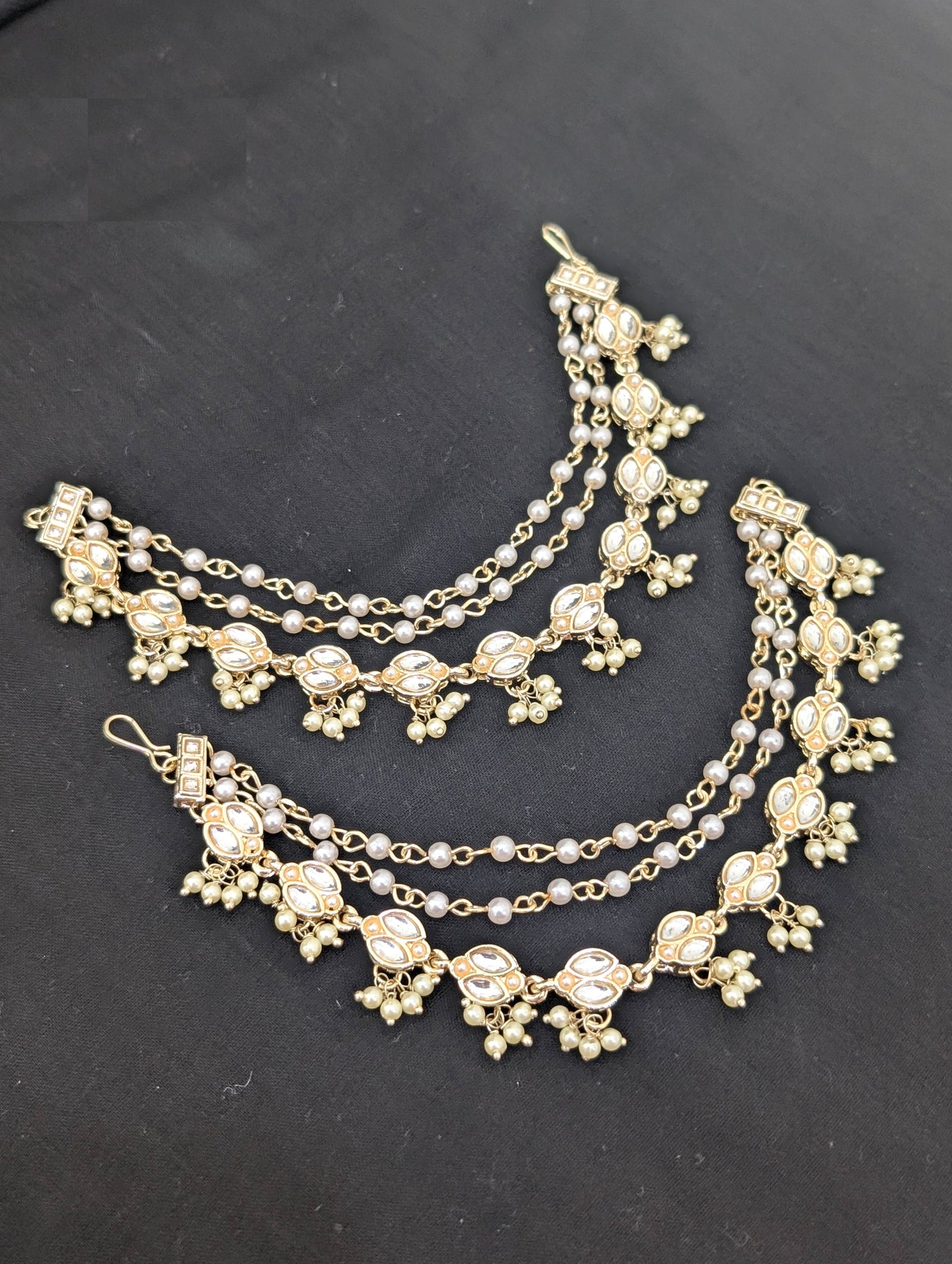 Kundan Triple layer Earrings chain / Maatal / Kaan Chain - D2