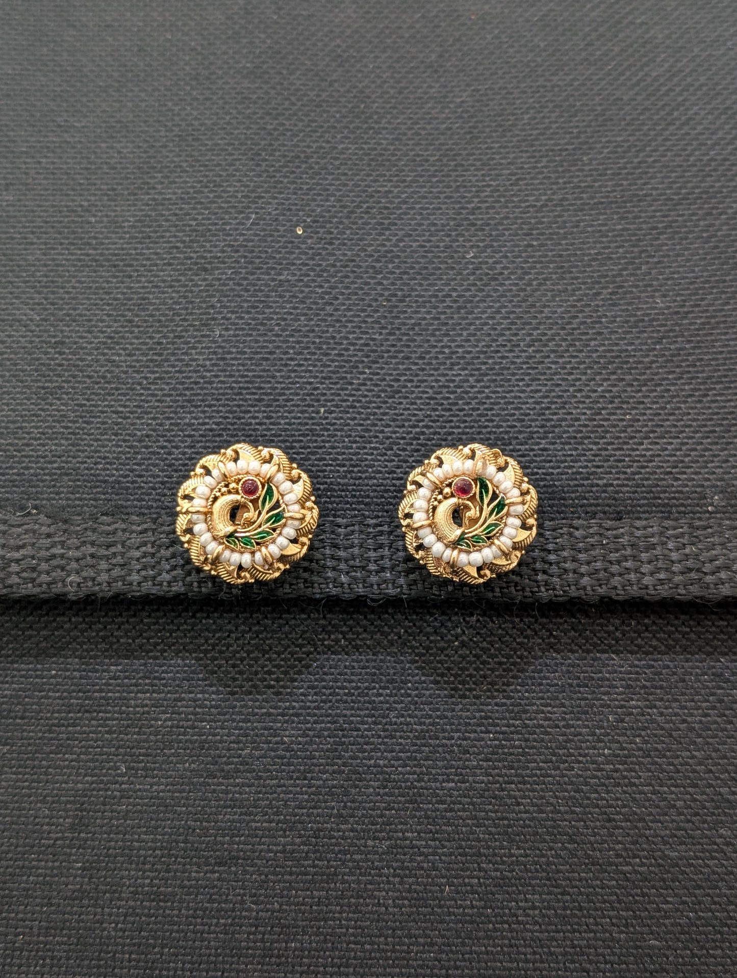 Antique Gold Peacock Stud earrings