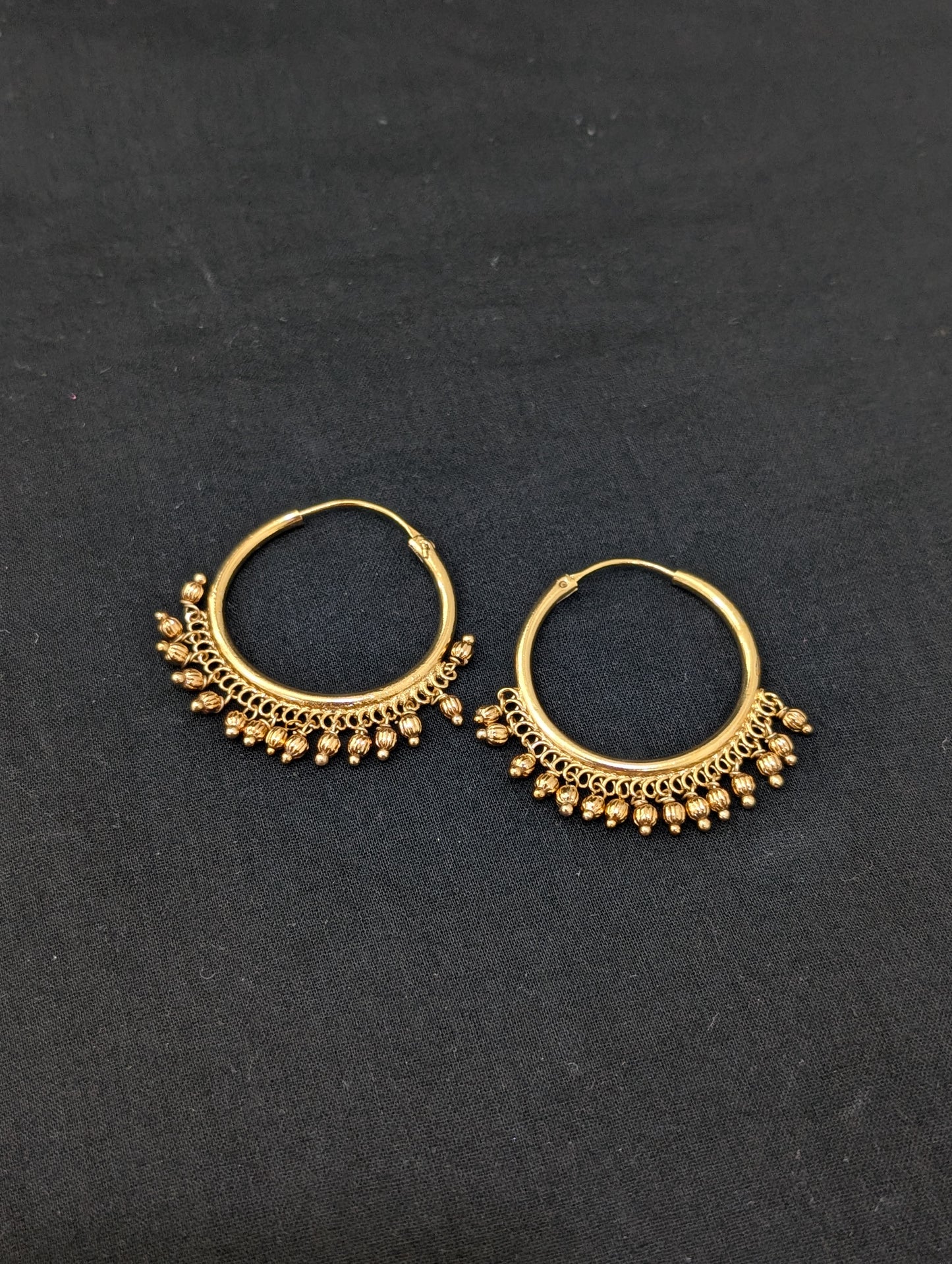 Beaded Gold plated hoop earrings