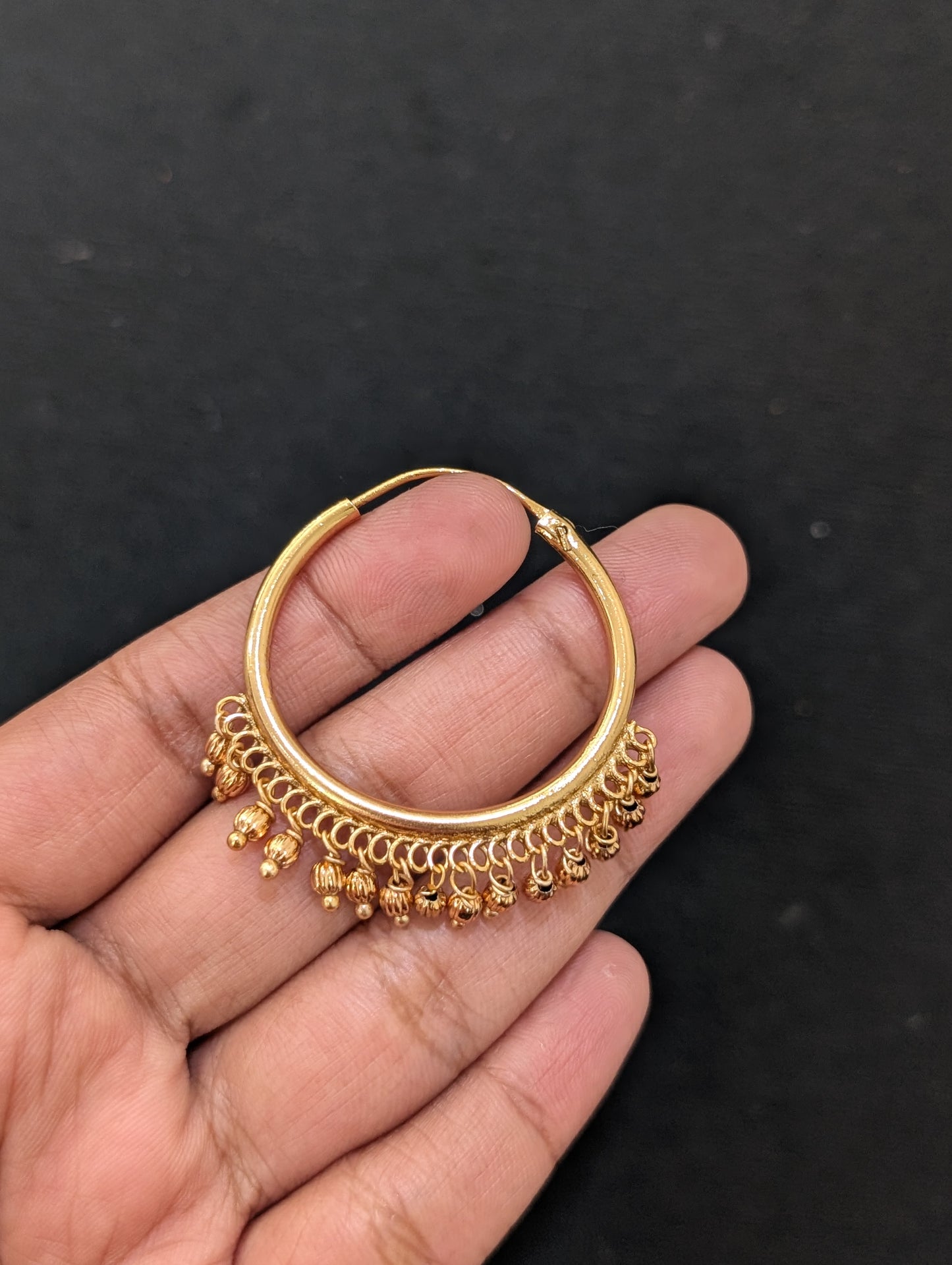 Beaded Gold plated hoop earrings