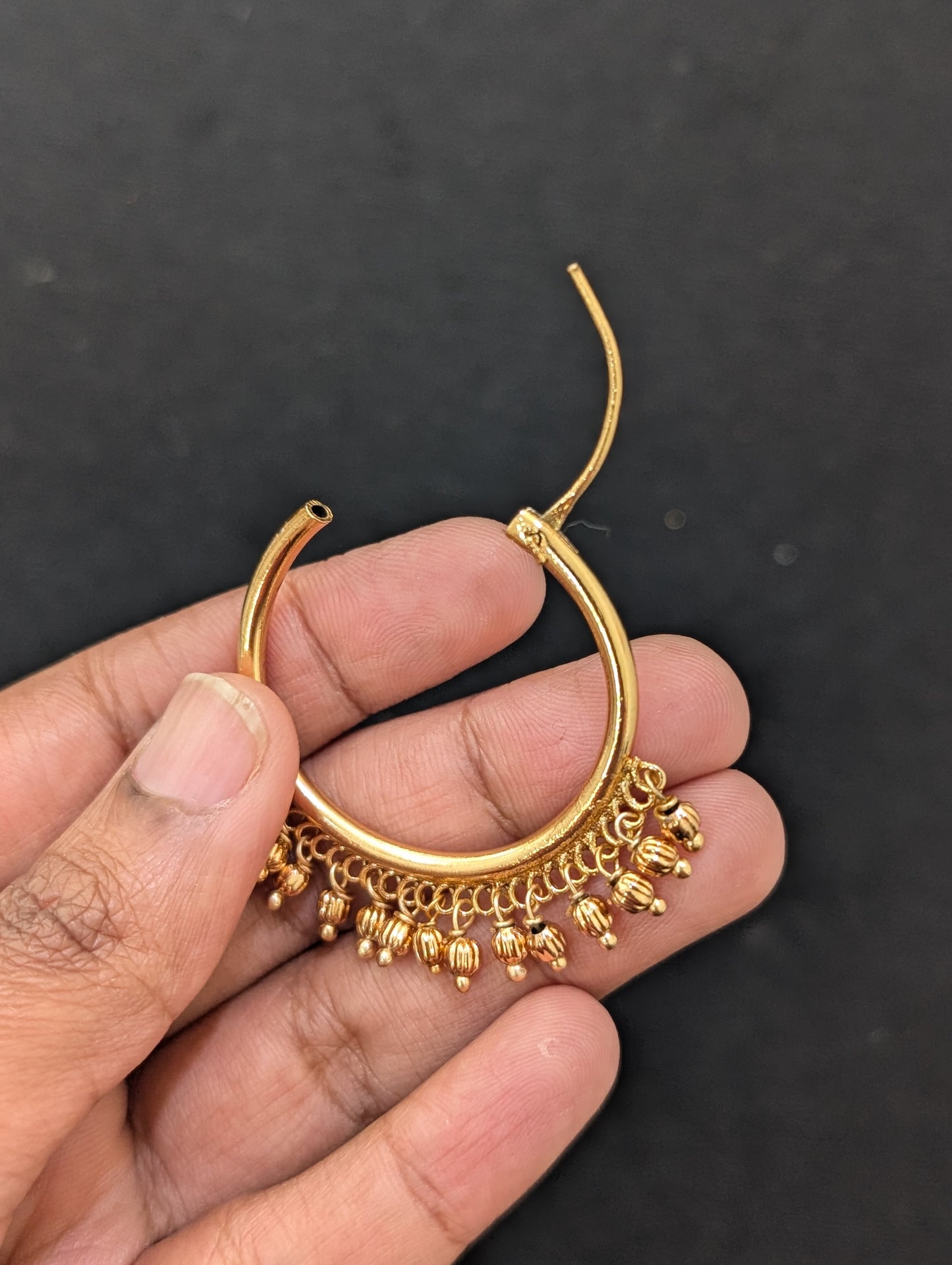 Beaded Gold plated hoop earrings