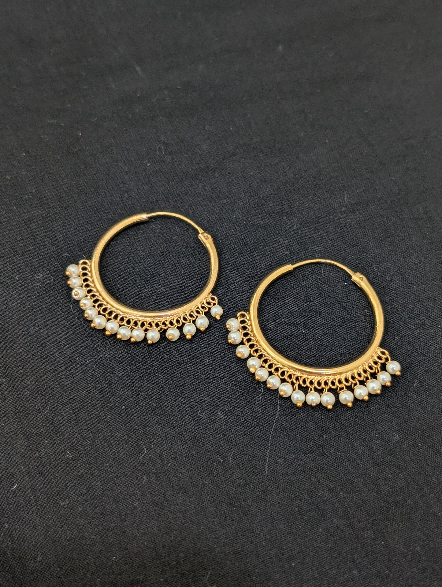Beaded Gold plated hoop earrings