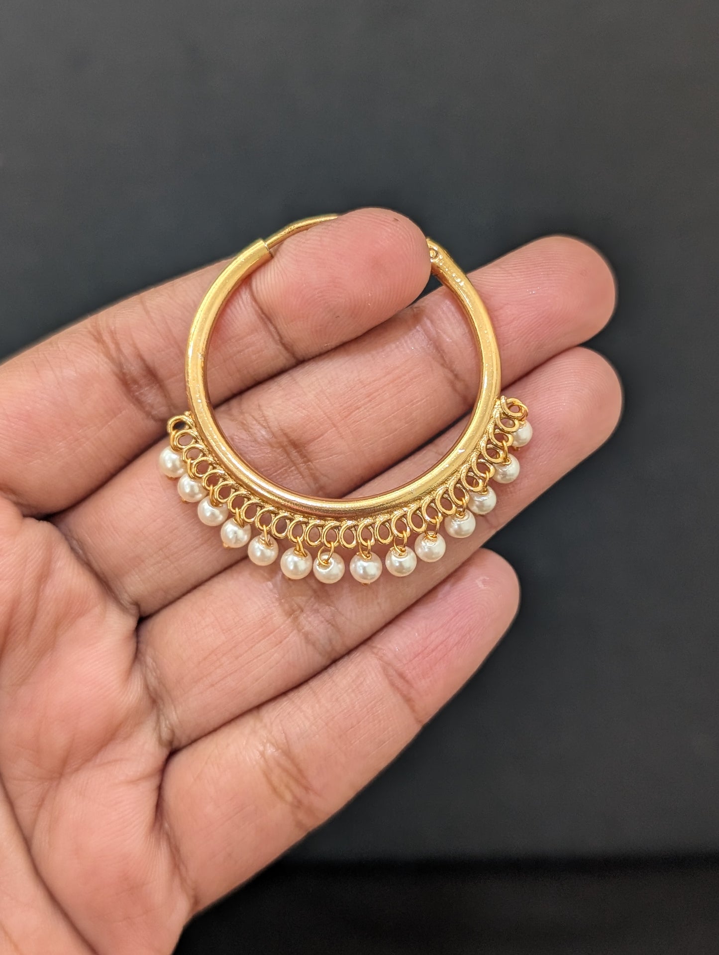 Beaded Gold plated hoop earrings