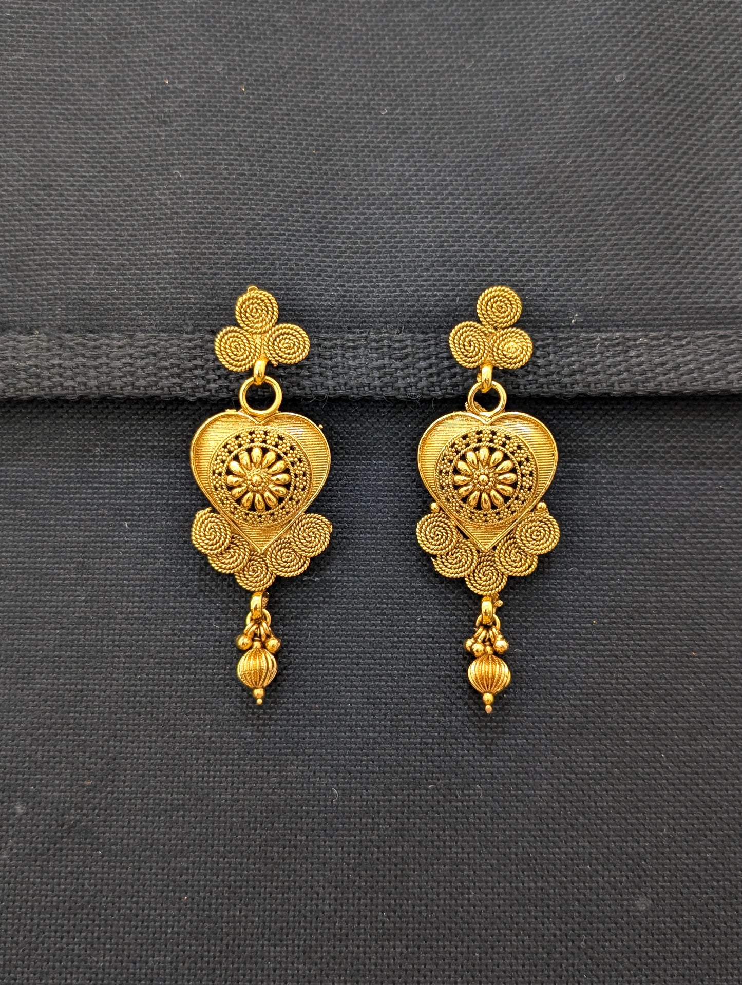 Heart design Gold plated Chandbali Earrings