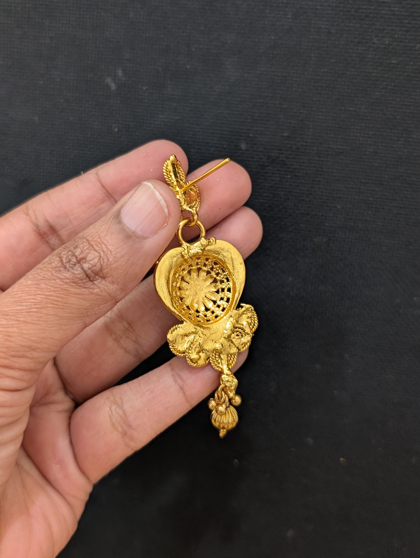 Heart design Gold plated Chandbali Earrings