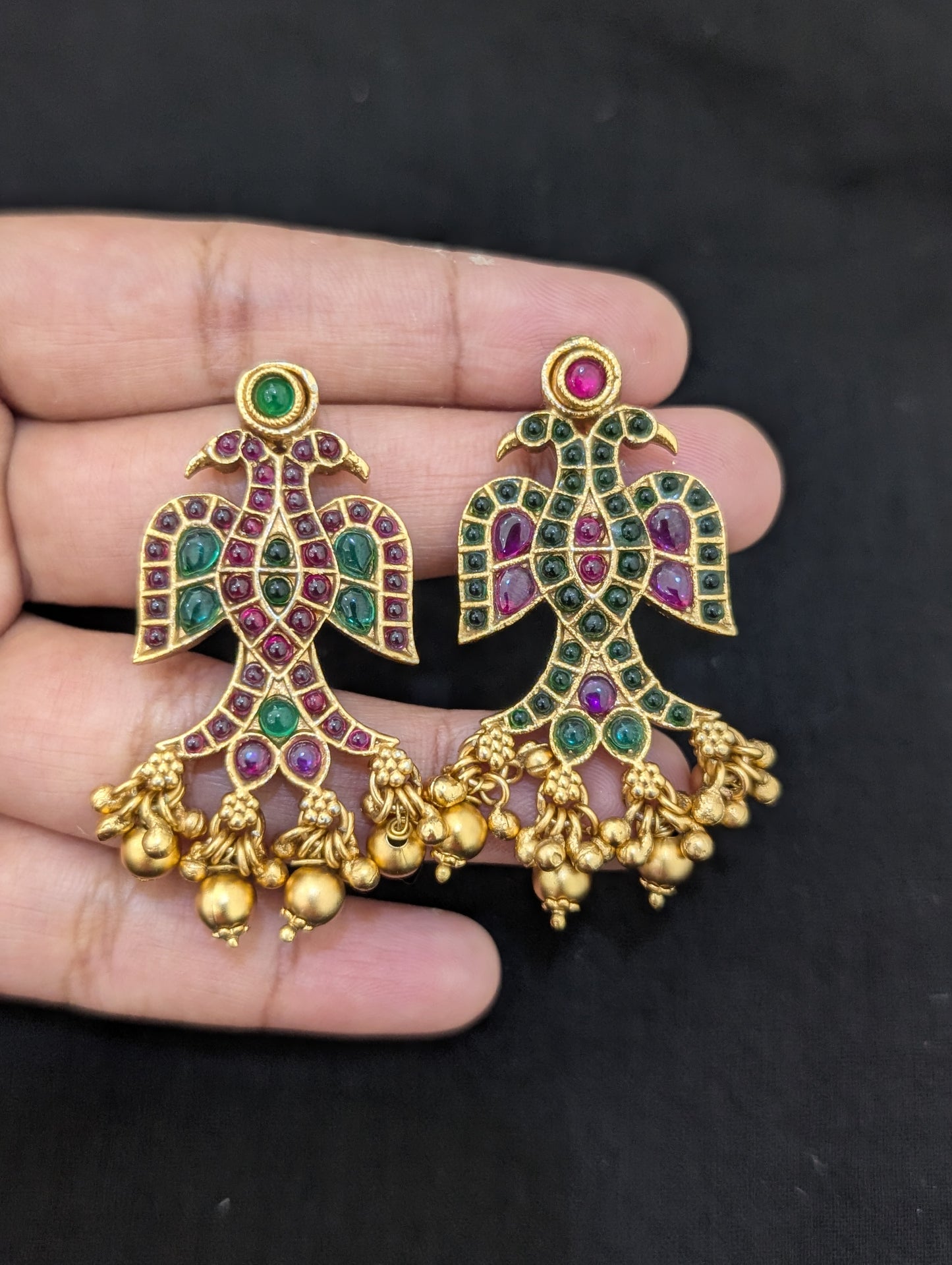 Peacock design Antique Chandbali Earrings