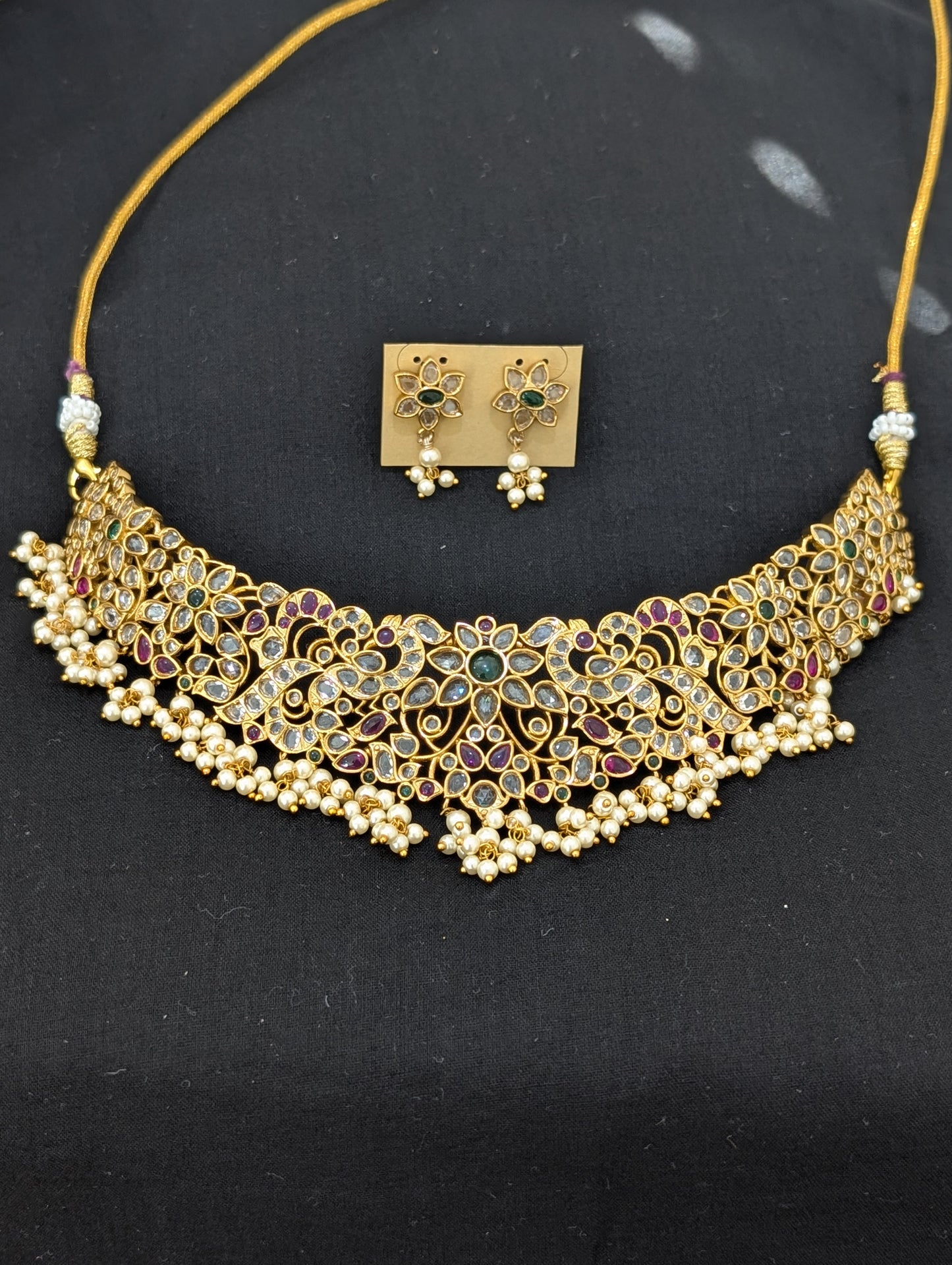 Kemp stone Grand Choker Necklace and Earrings set
