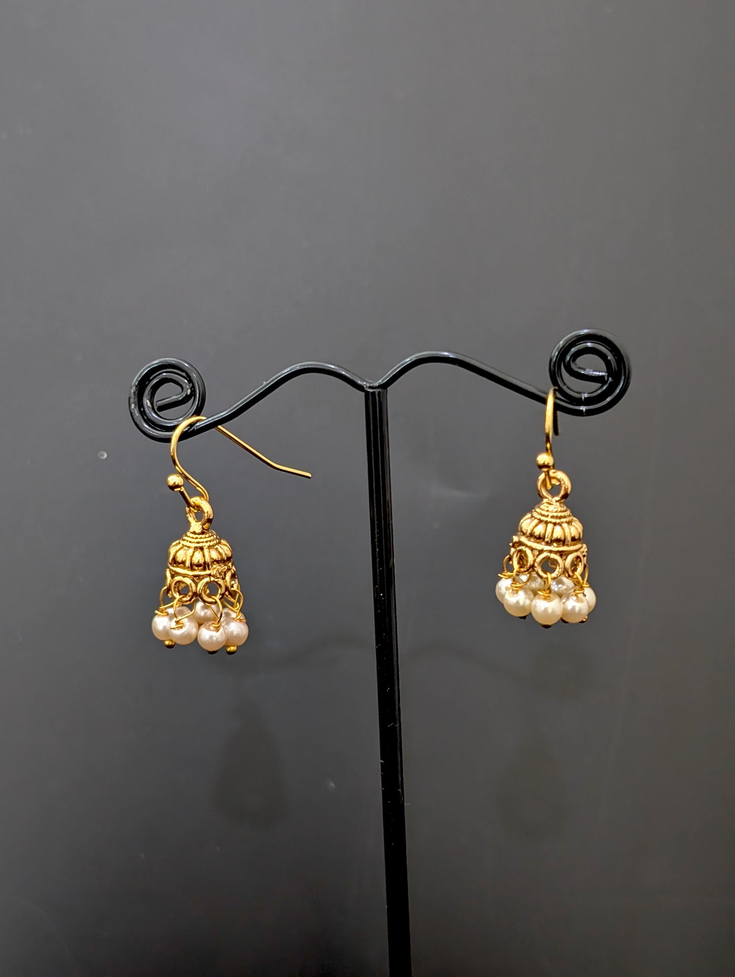 Gold plated mini hook drop jhumka