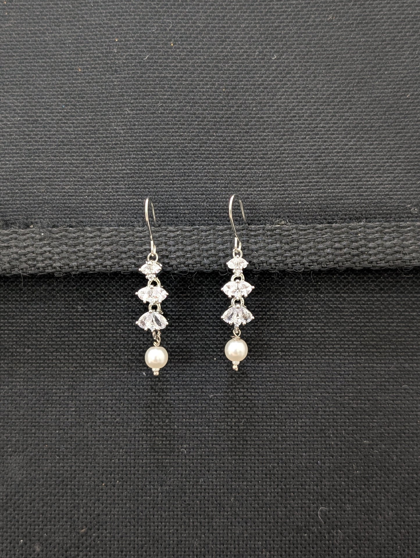 White gold plated CZ Dangle Earrings