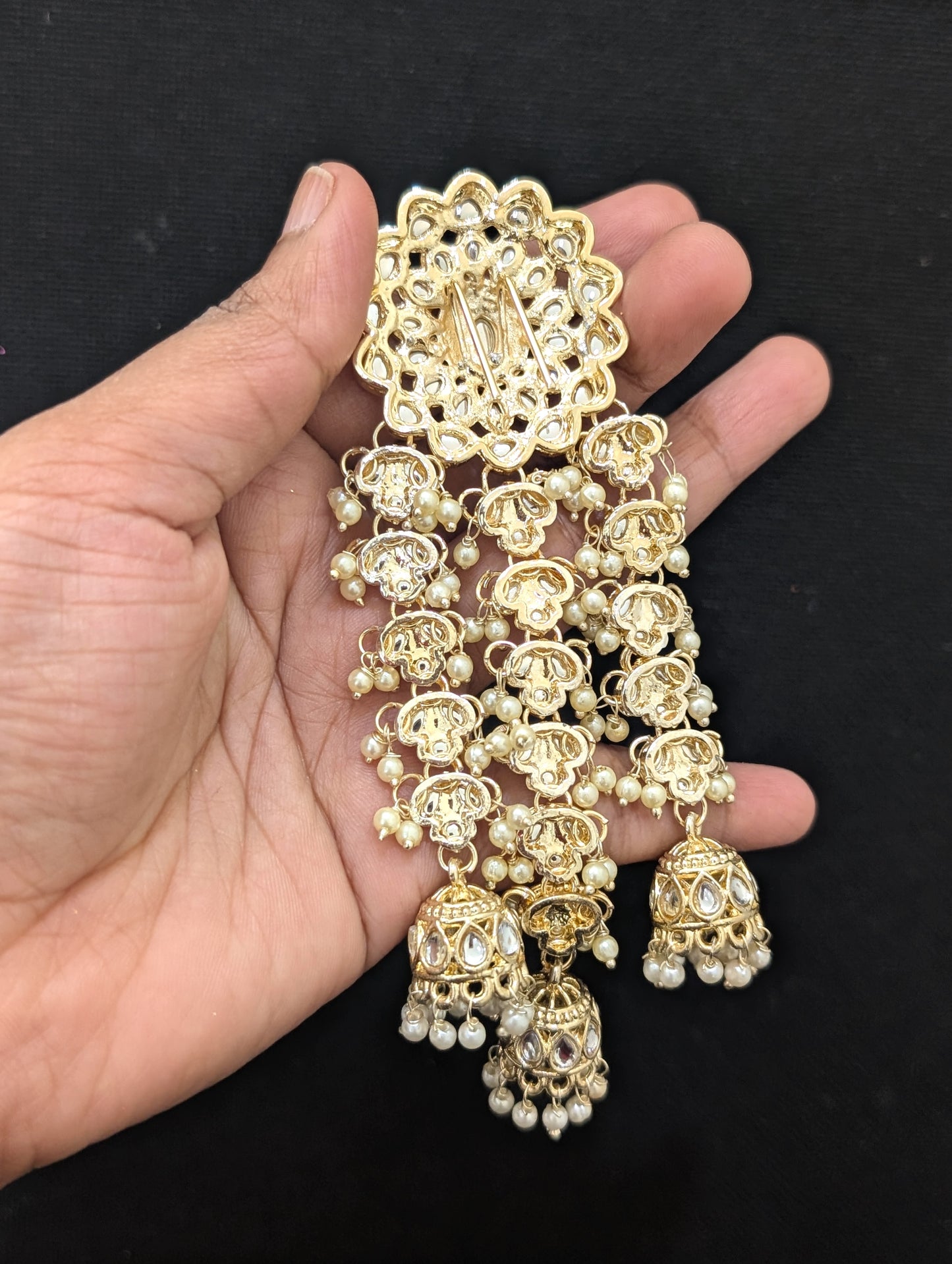 Kundan Bridal Clip on Hair brooch - D4