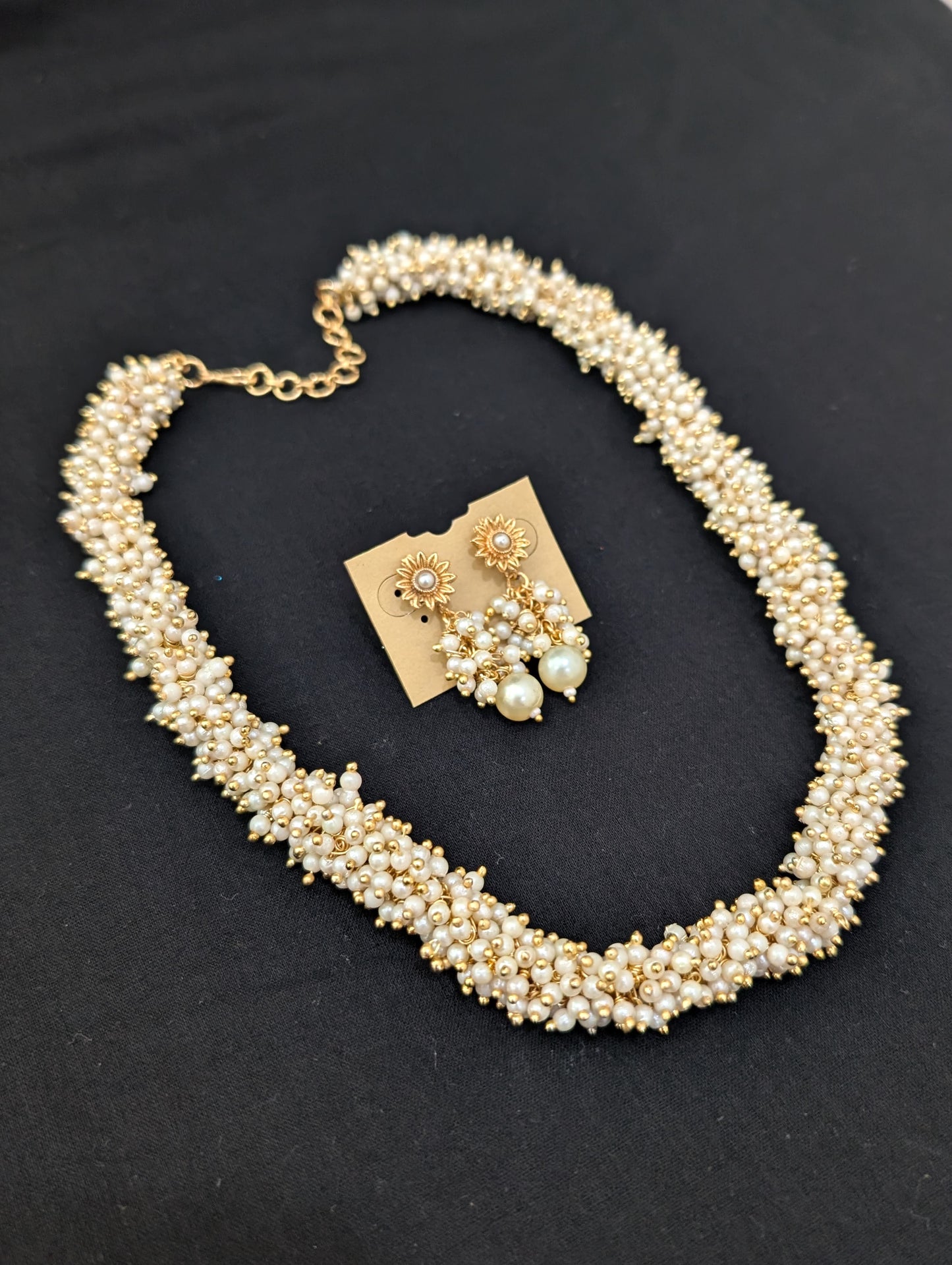 Pearl cluster bead Necklace set