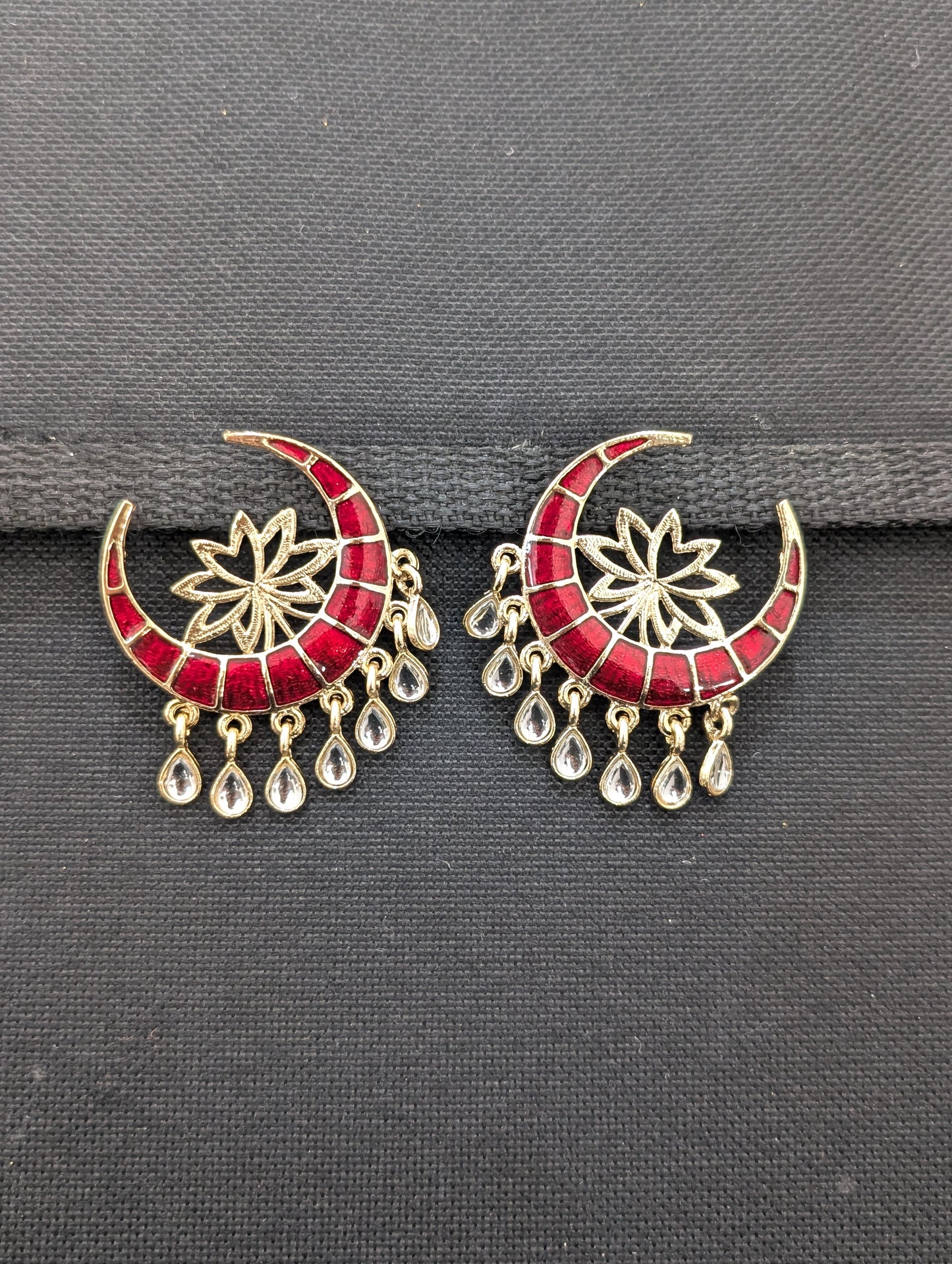 Crescent design Large Enamel Stud Earrings