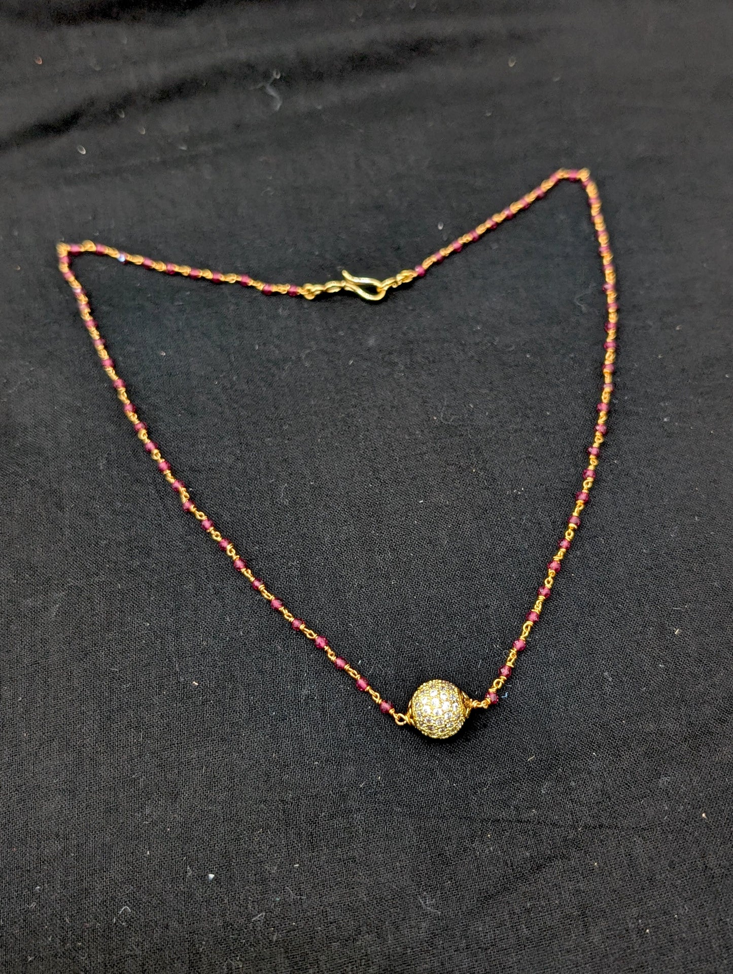 Micro gold plated CZ ball Chain necklace