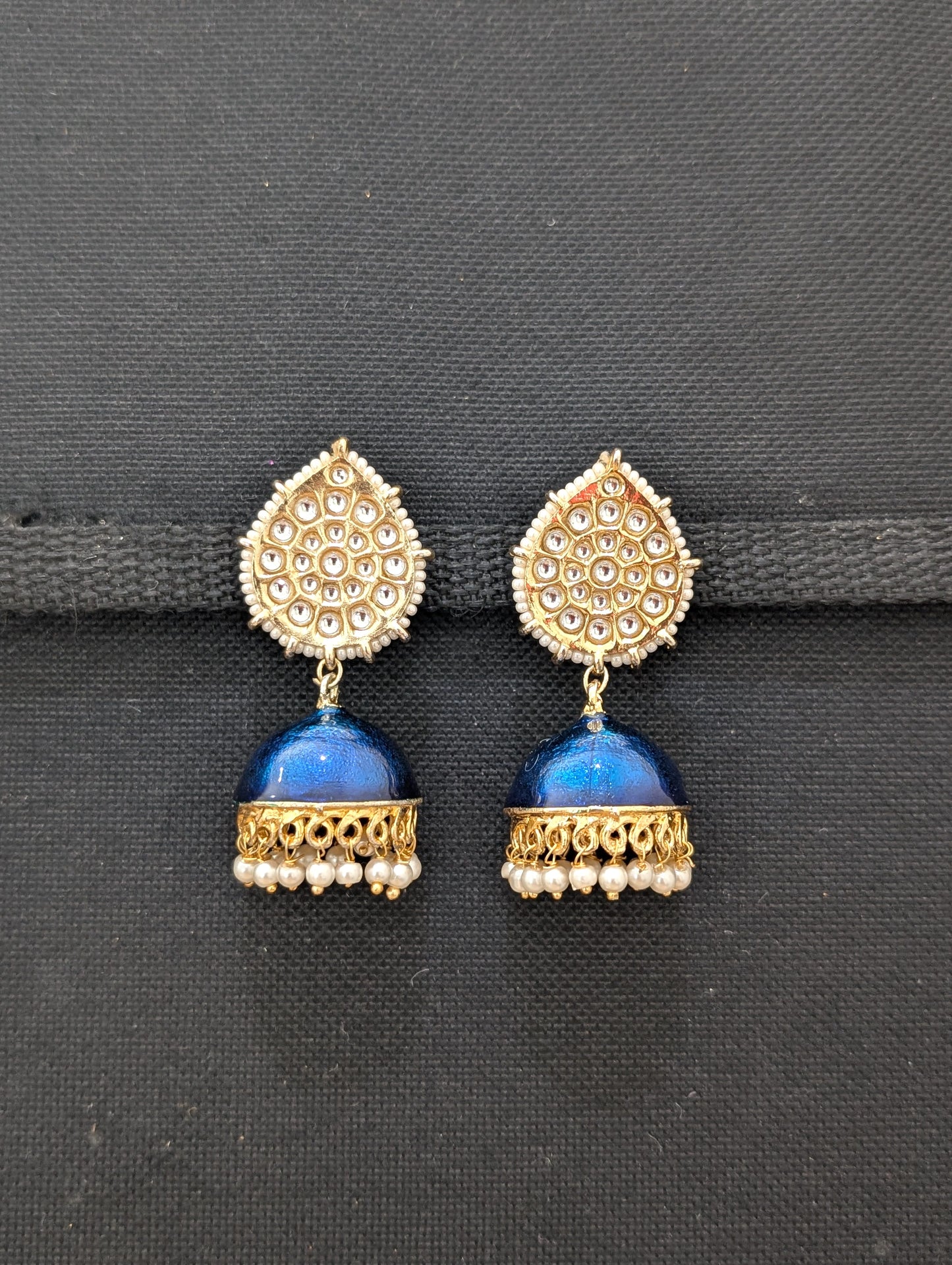 Blue Enamel Medium Jhumka Earrings