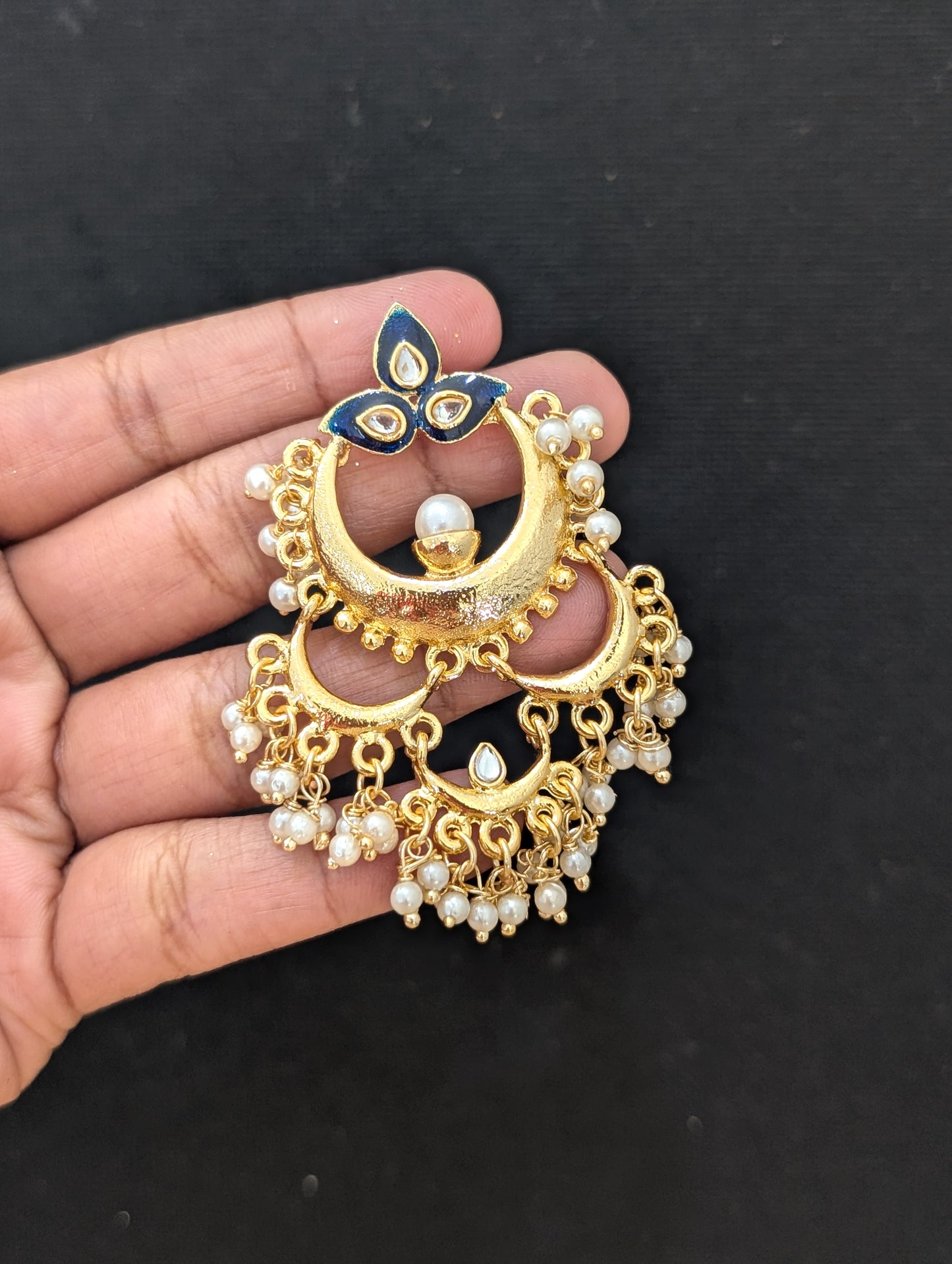 Multiple Chandbali linked Enamel Earrings