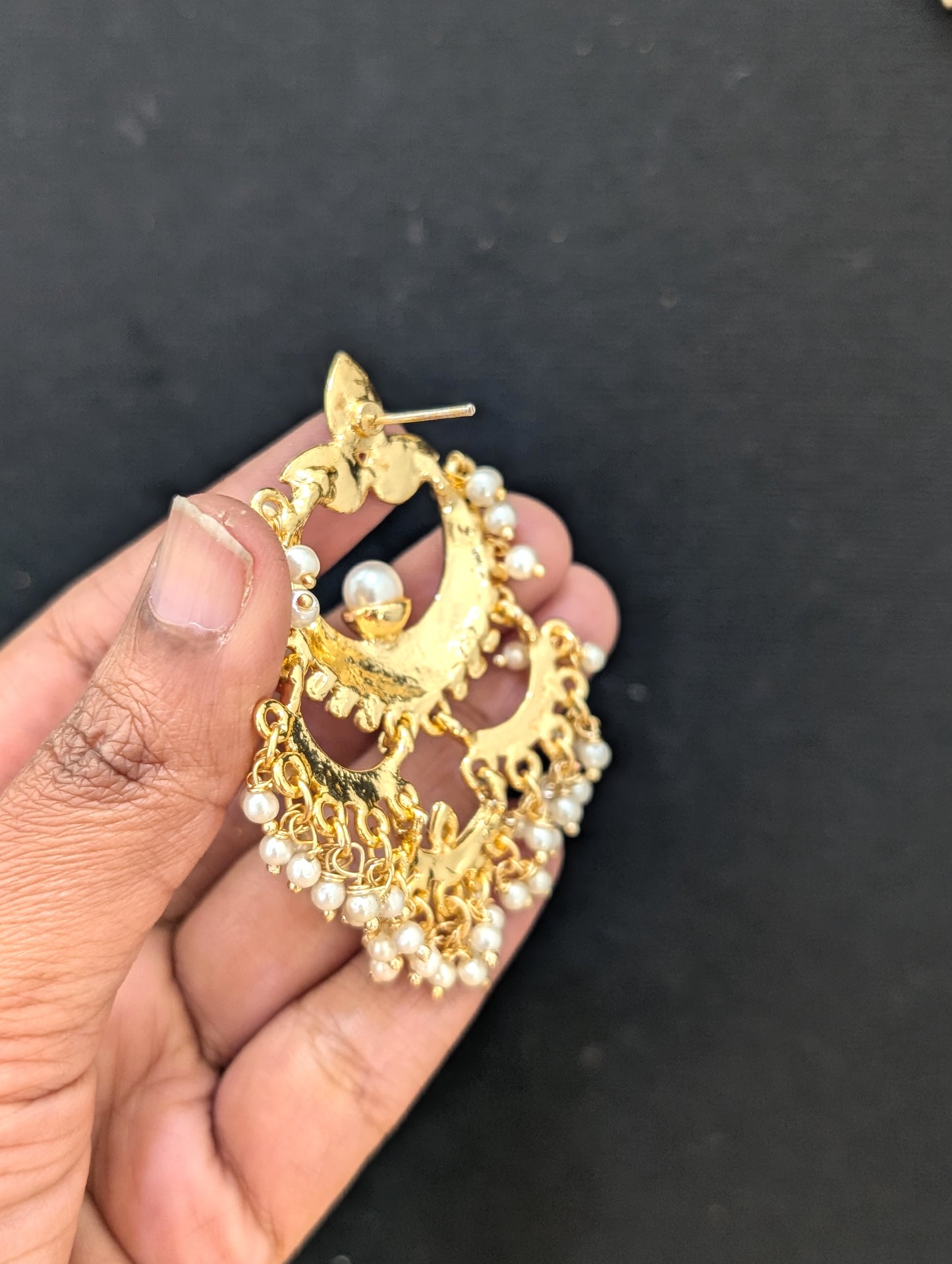Multiple Chandbali linked Enamel Earrings