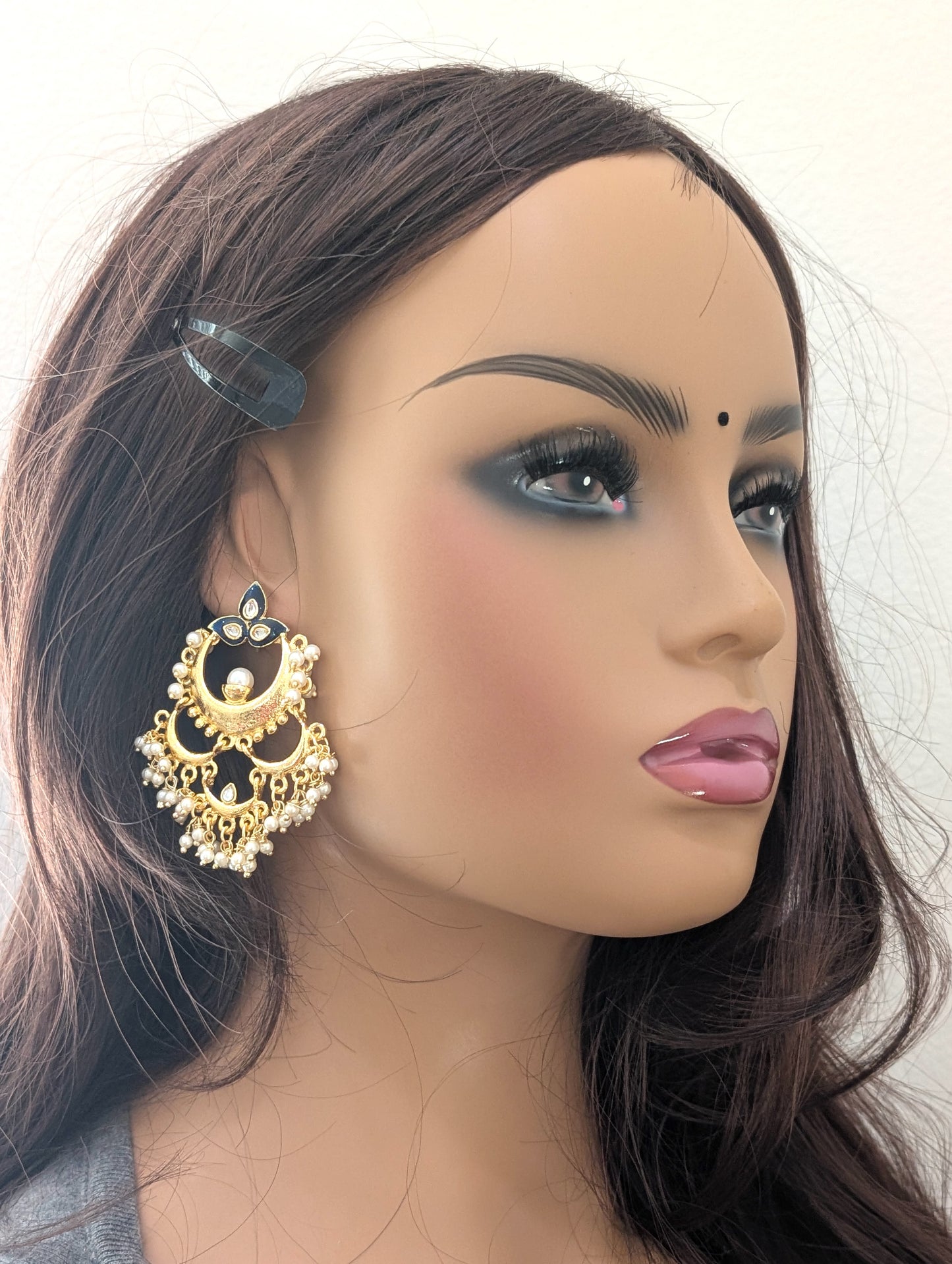 Multiple Chandbali linked Enamel Earrings