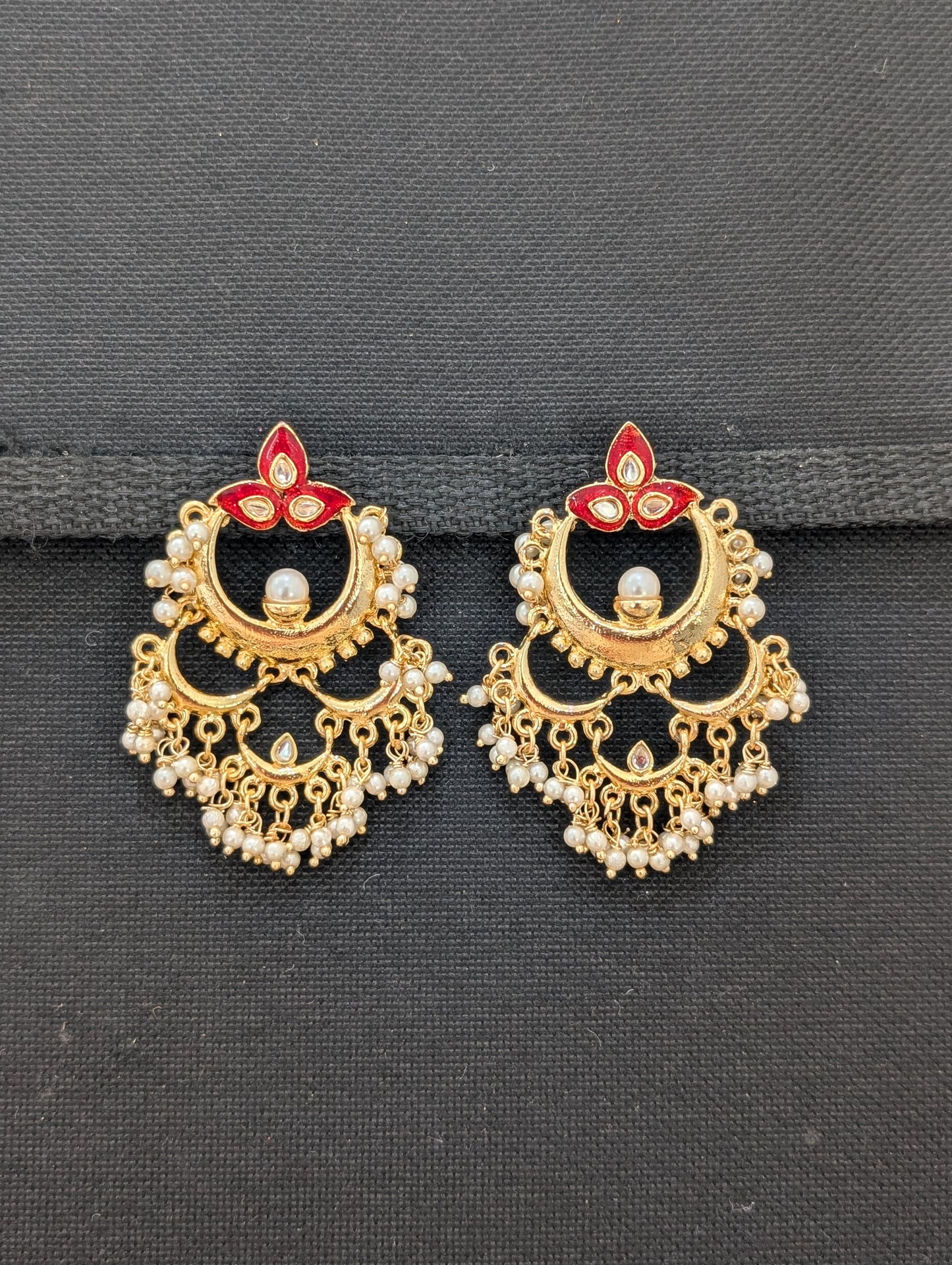 Multiple Chandbali linked Enamel Earrings
