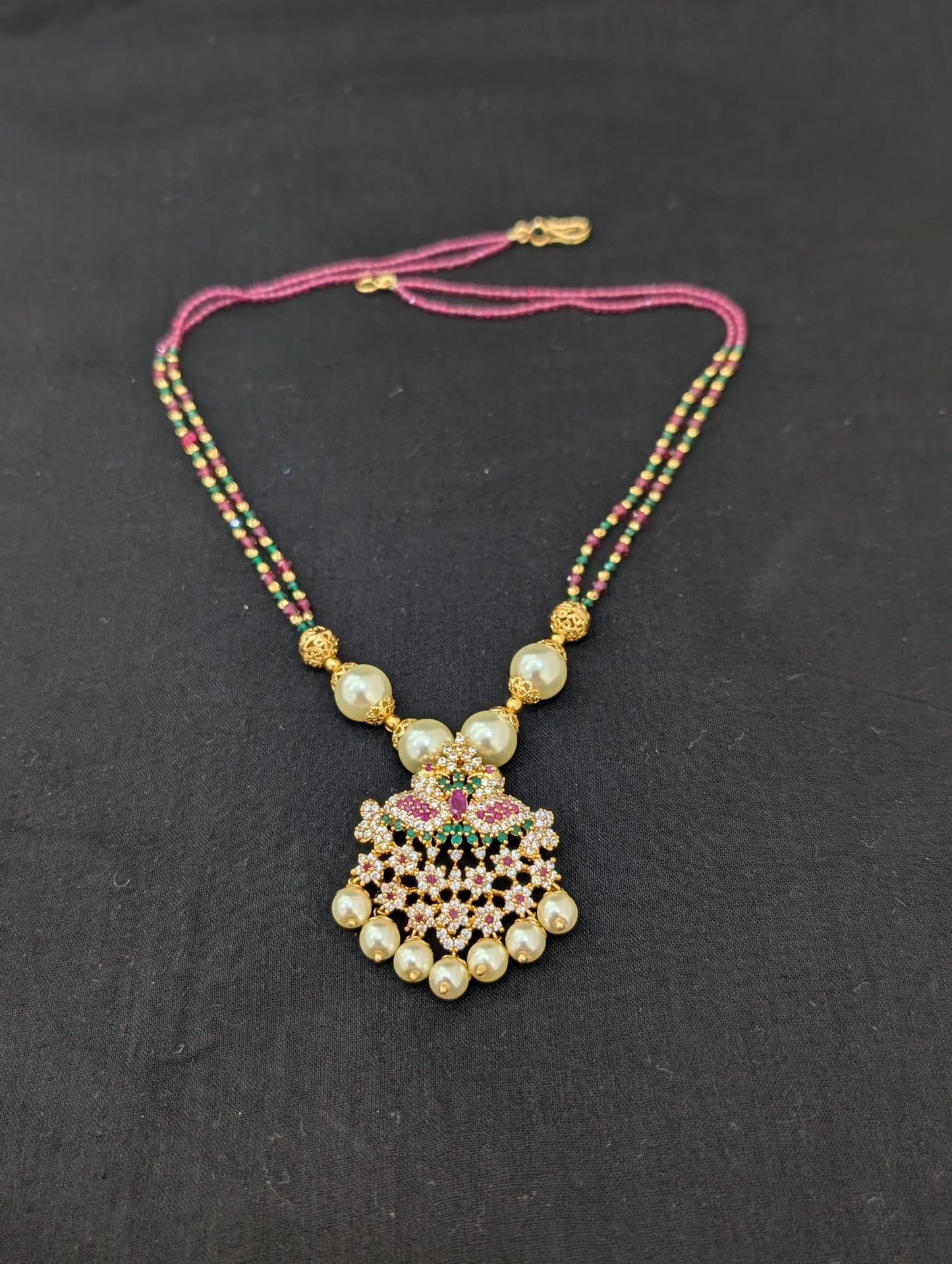One gram gold plated CZ pendant Cystal necklace