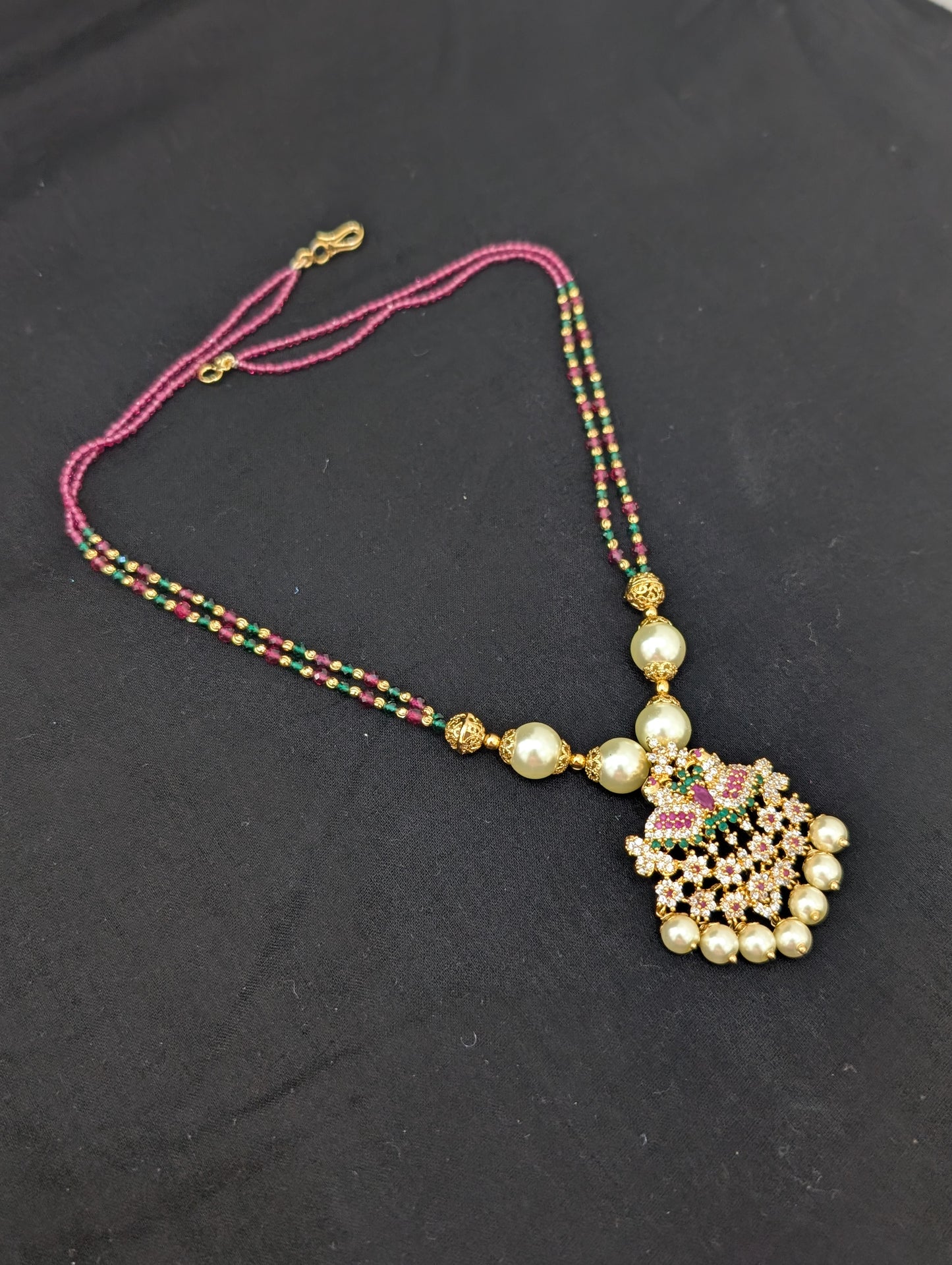 One gram gold plated CZ pendant Cystal necklace