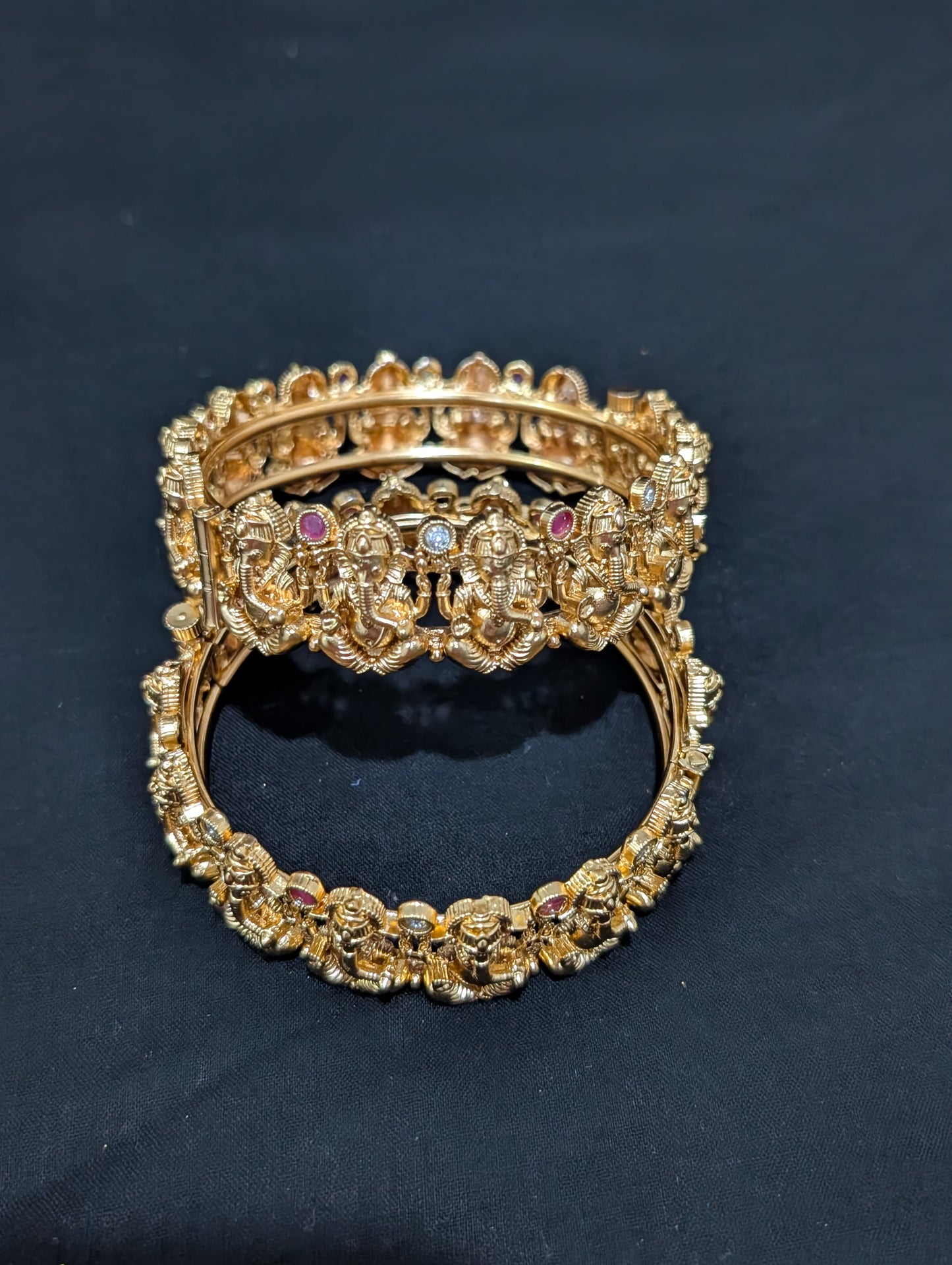 Lord Ganesh Antique gold plated bangles