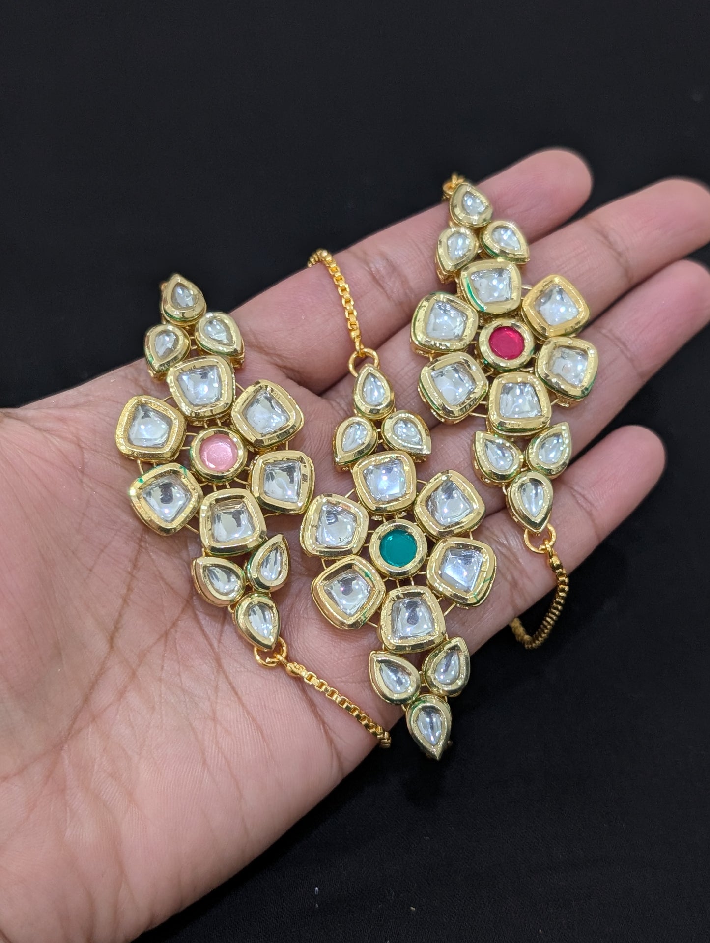 Flower Kundan Adjustable bracelet
